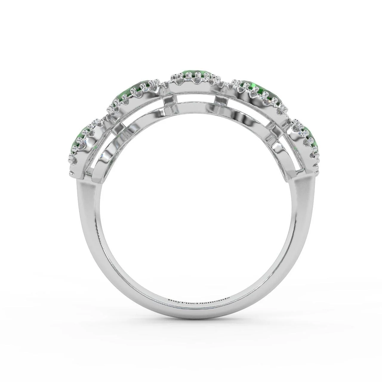 1.75 Ct Oval Shape Green Emerald and Diamond Halo Engagement Ring in 950 Platinum & Gold - Image 7