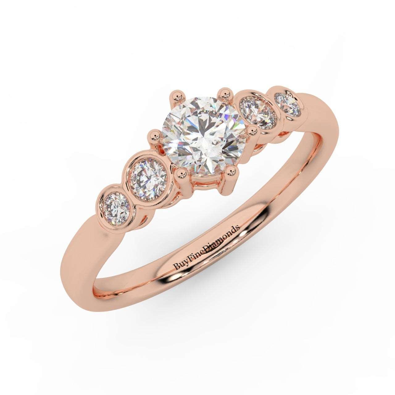 0.60 Ct Natural Round Diamond Engagement Ring With Side Stone, Platinum , 9K, 18K Gold - Image 3