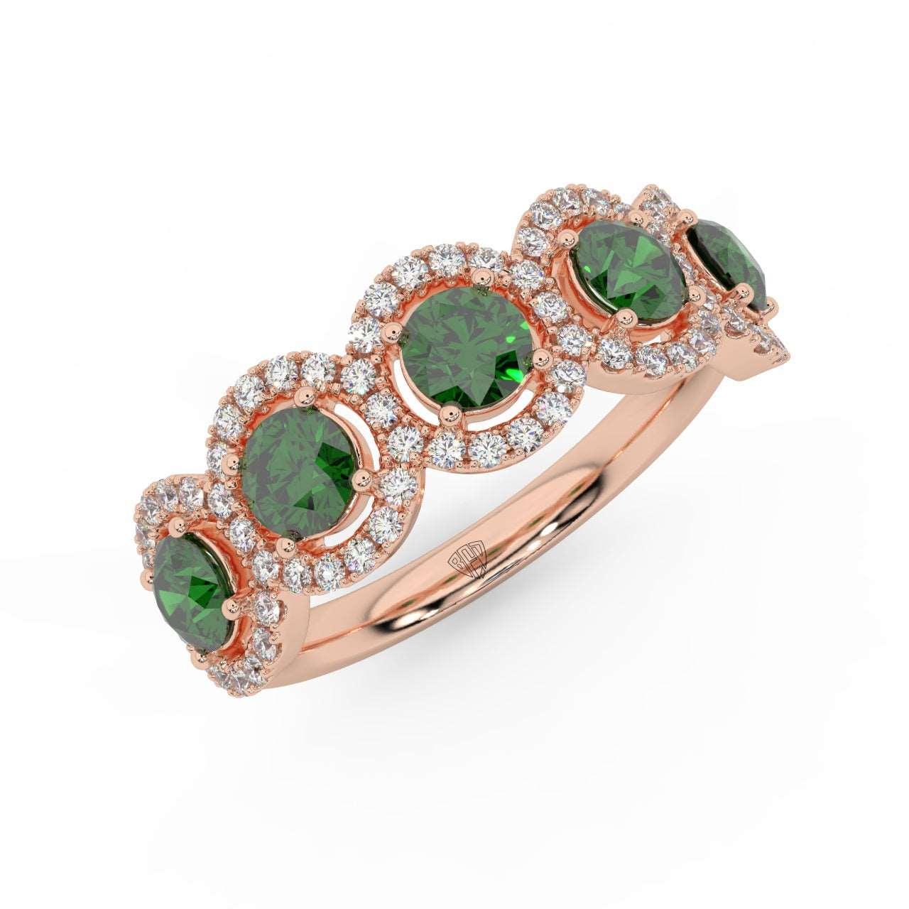 1.25 Ct Emerald and Diamond Halo Women's Ring in 950 Platinum & Gold - Image 3