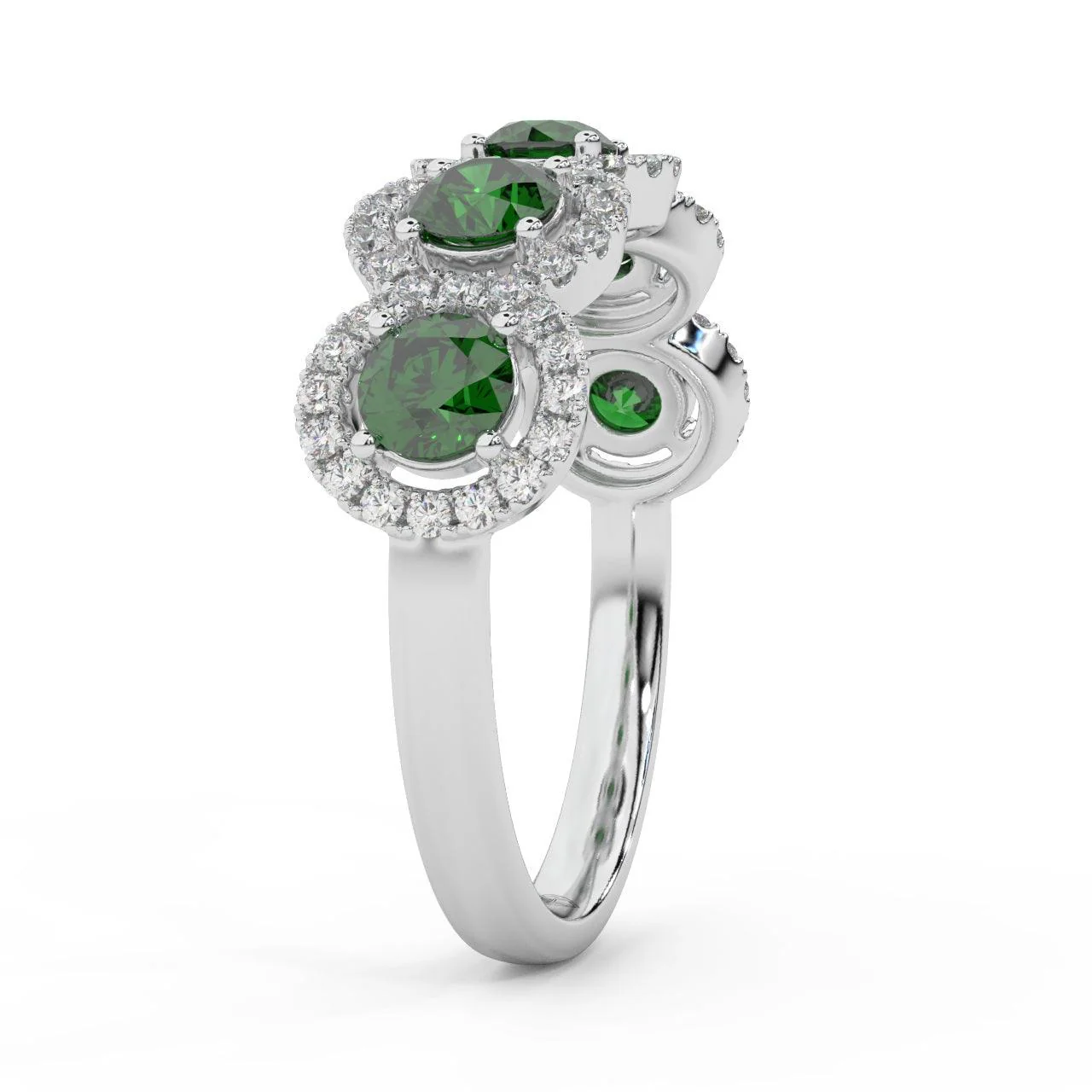 1.25 Ct Emerald and Diamond Halo Women's Ring in 950 Platinum & Gold - Image 5