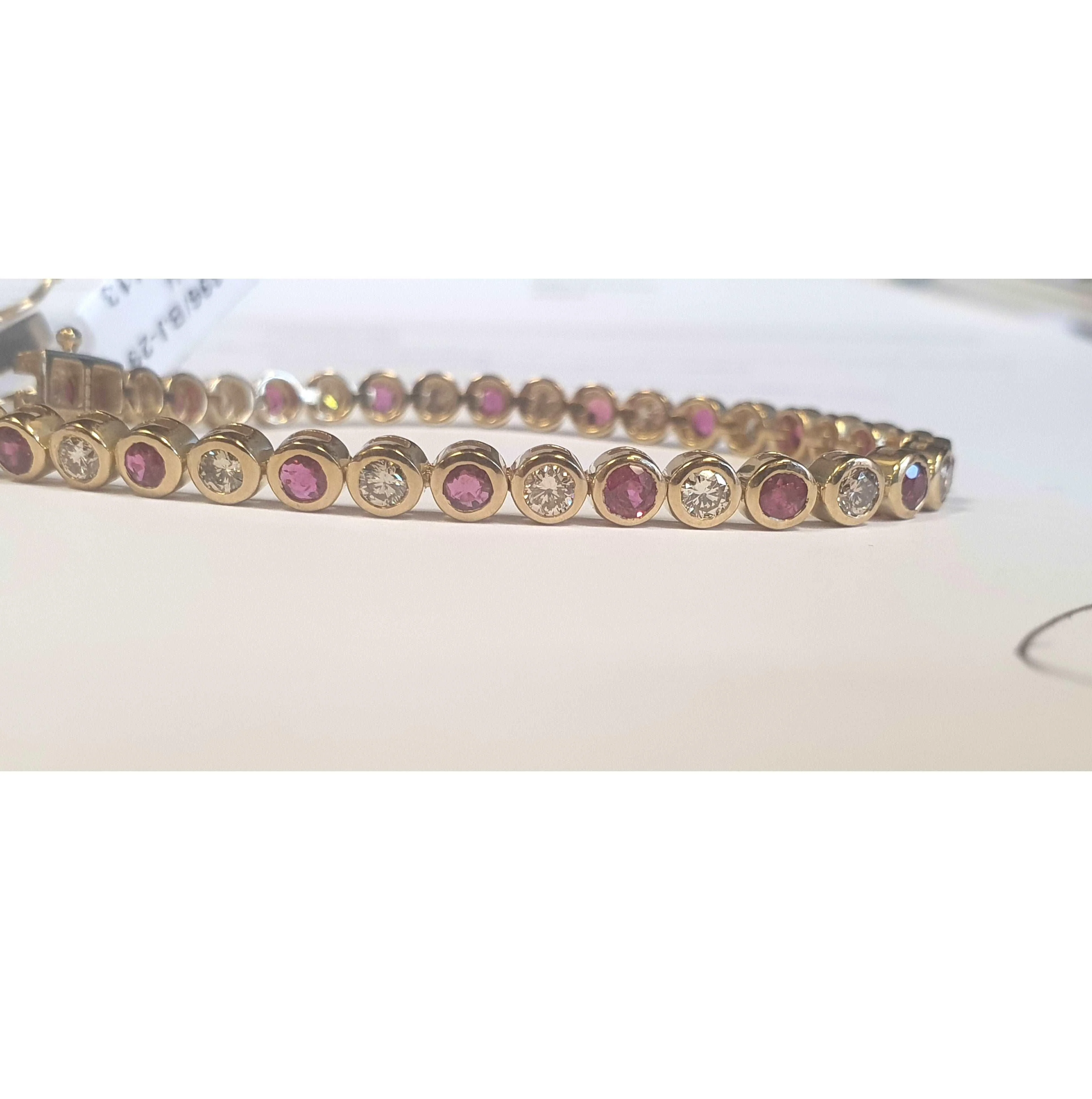 100% Natural Ruby & Diamond Tennis Bracelet Crafted In Yellow Gold 6.00ct - Image 3