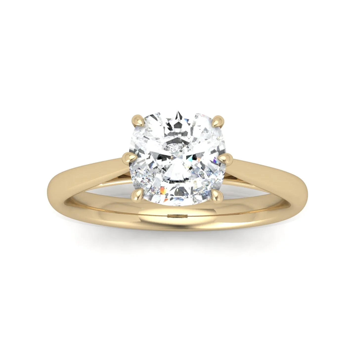 Cushion Diamond Cathedral Solitaire Ring - Image 6