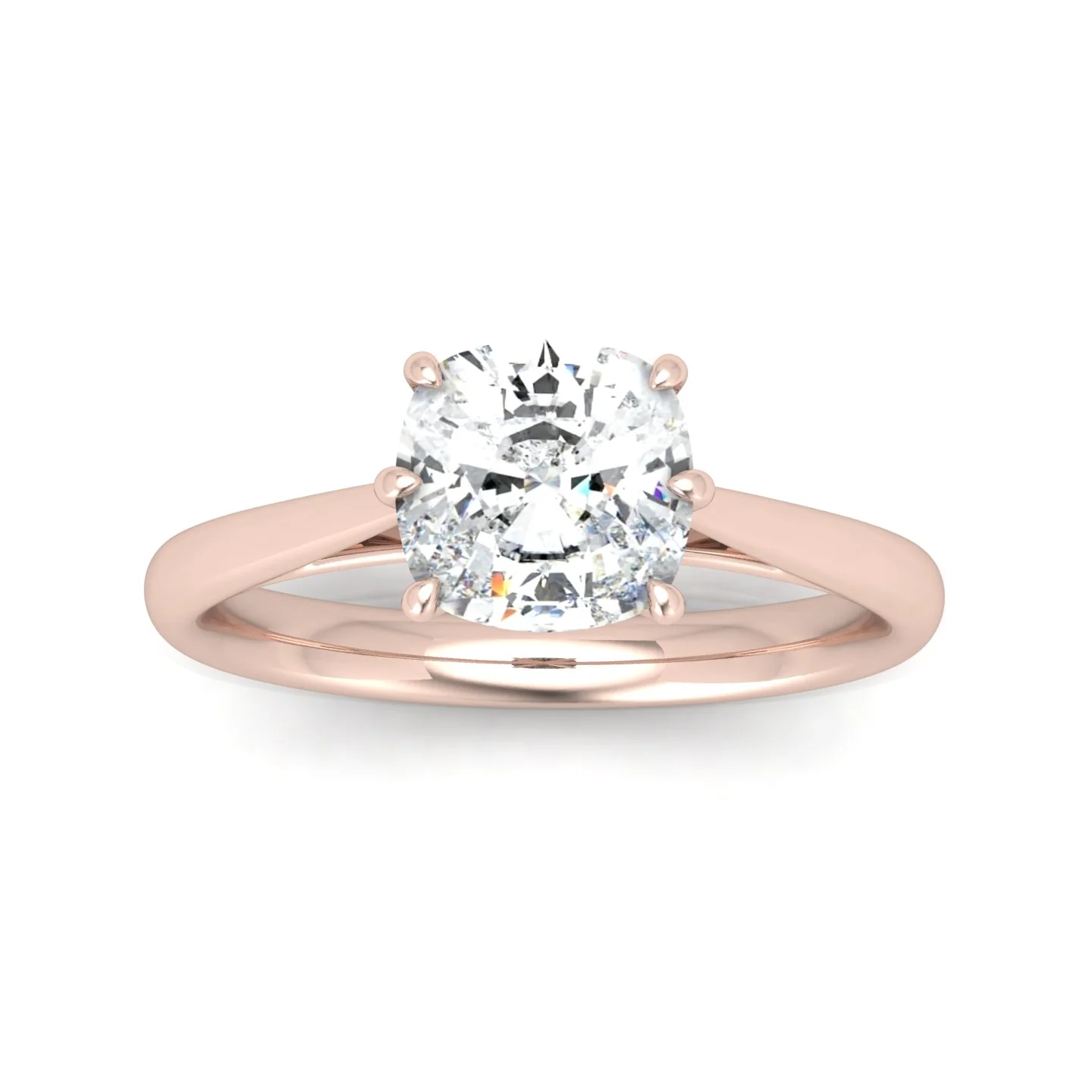Cushion Diamond Cathedral Solitaire Ring - Image 7