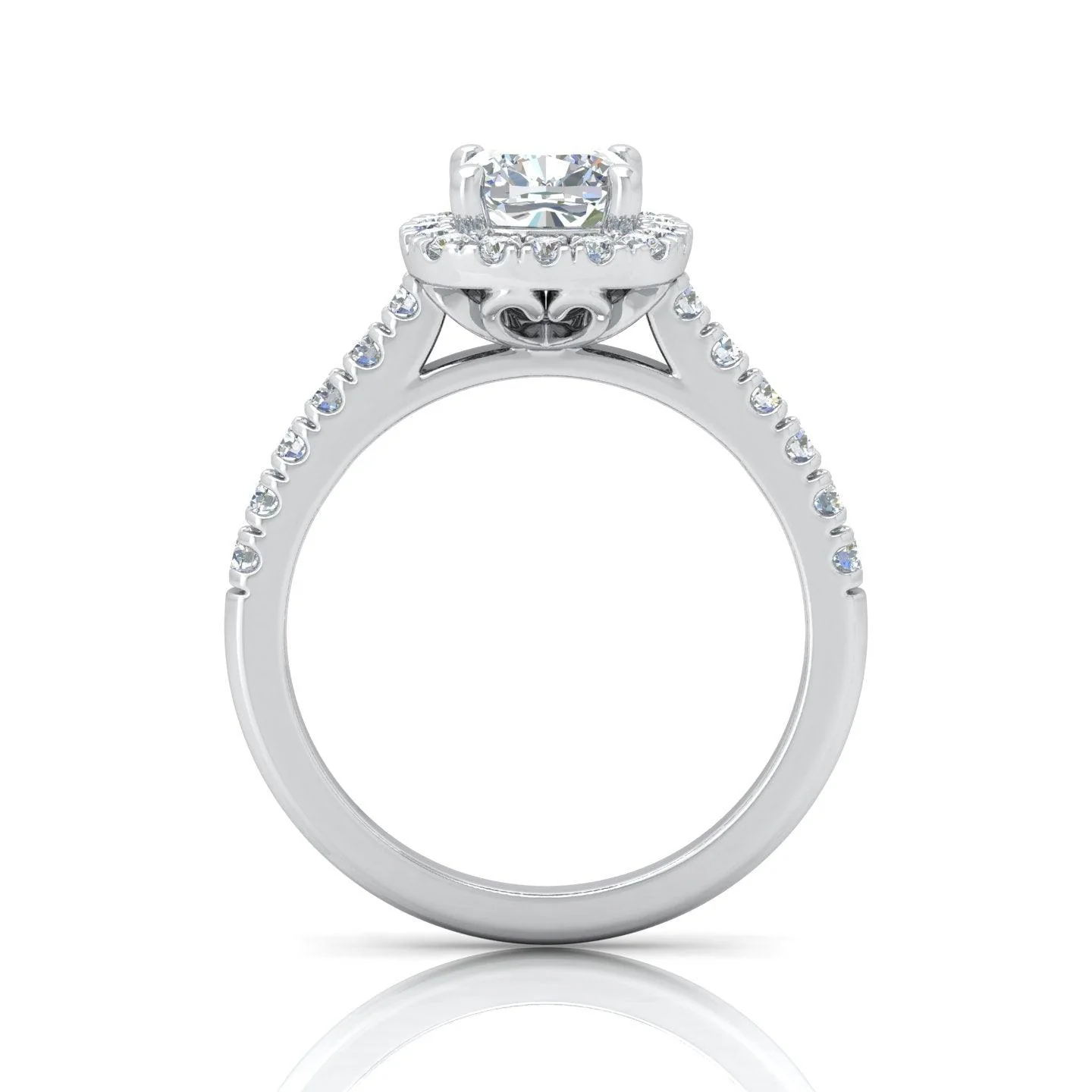 Cushion Diamond Halo Engagement Ring in Gold / Platinum 1.50Ct - Image 7