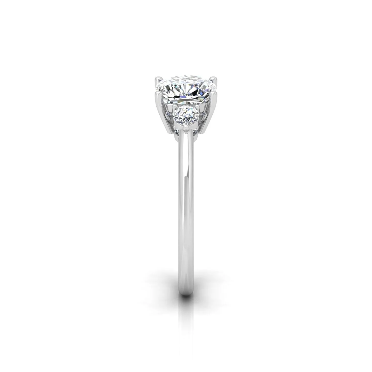 2.00CT IGI Certified Lab Grown Cushion & Round Diamond Trilogy Ring in Platinum - Image 3