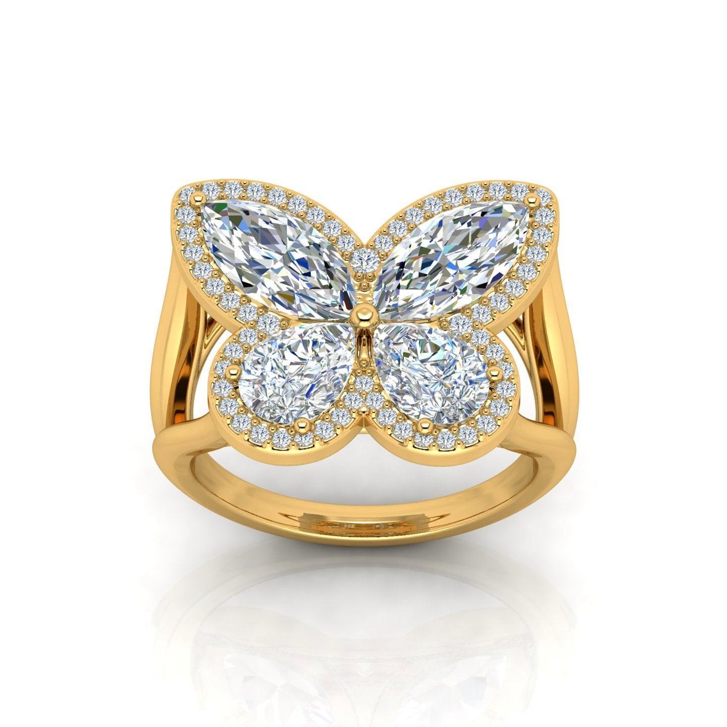D/VS 4.00 Carat Butterfly Design Vintage Look Engagement Ring - amadadiamonds - Image 3
