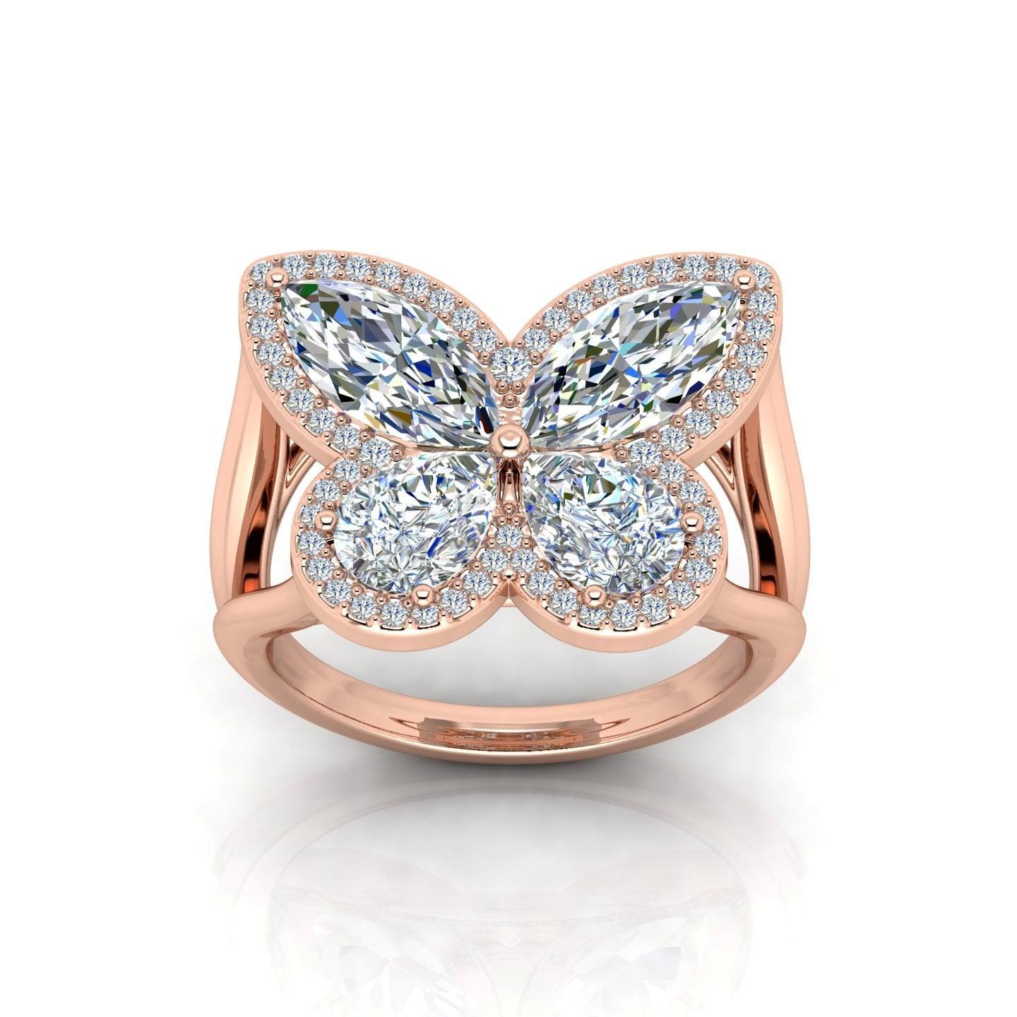 D/VS 4.00 Carat Butterfly Design Vintage Look Engagement Ring - amadadiamonds - Image 4