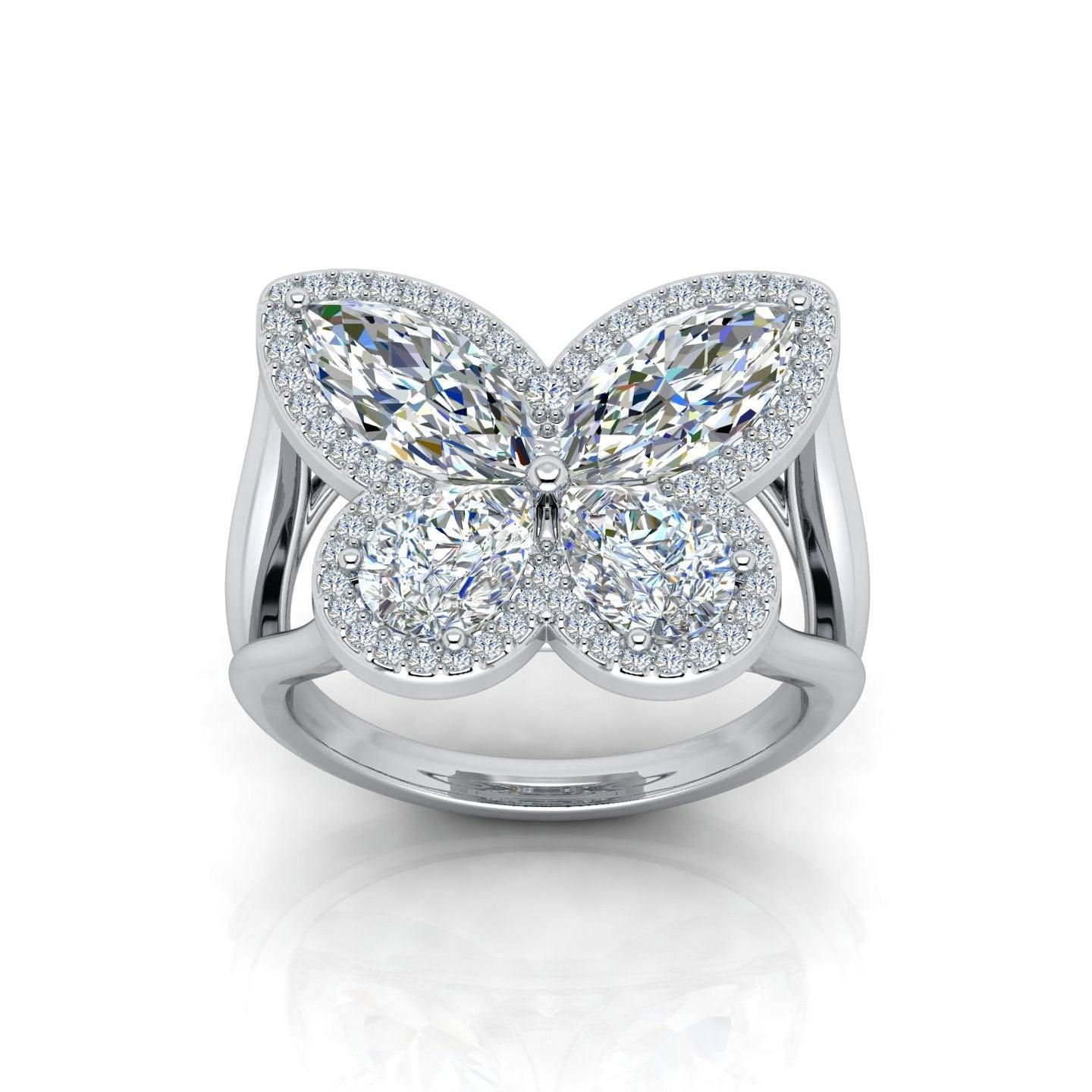 D/VS 4.00 Carat Butterfly Design Vintage Look Engagement Ring - amadadiamonds - Image 5