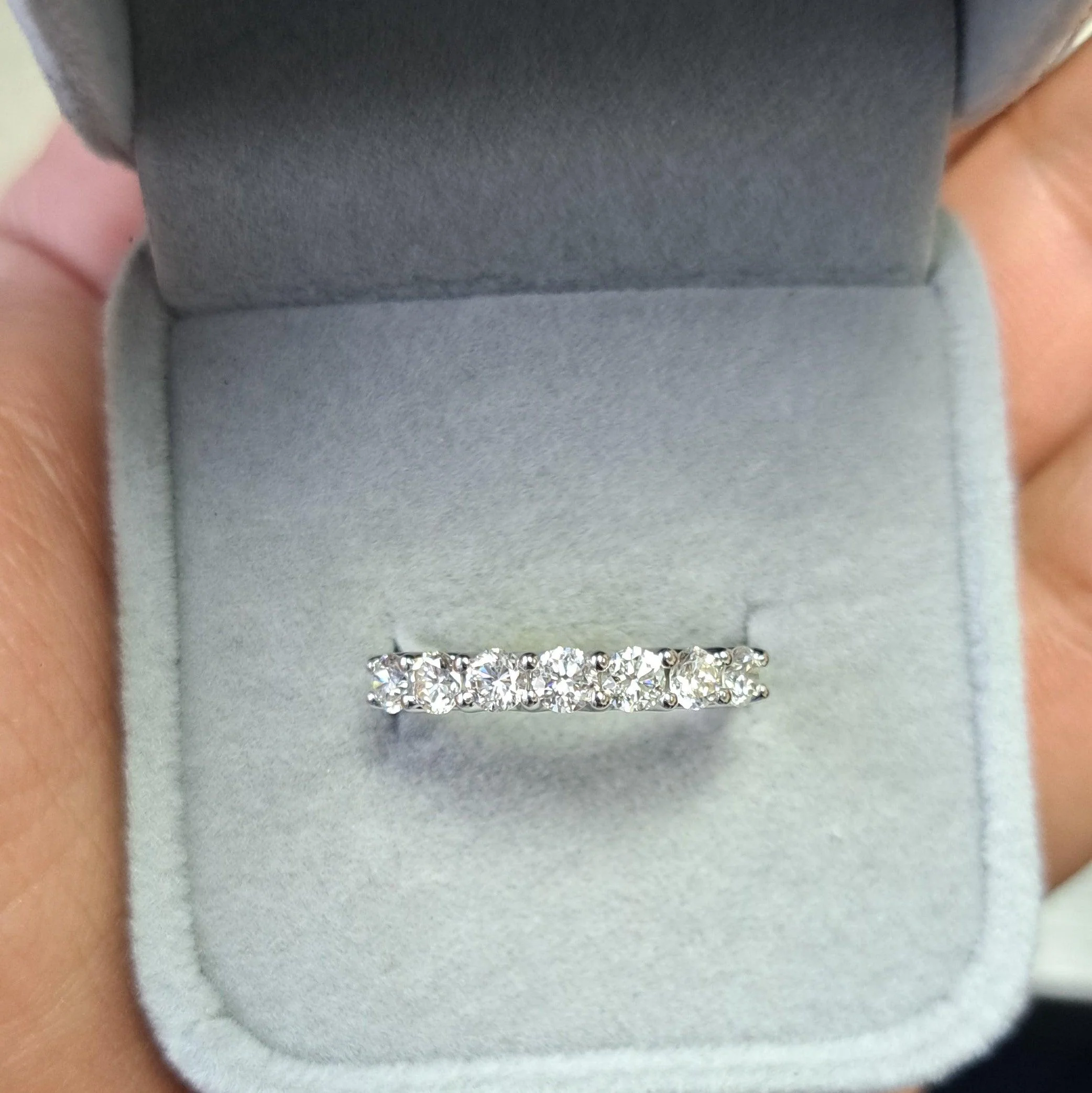 D/VVS 0.75Carat 7 Round Diamond Wedding Eternity Ring for Women's - Image 3