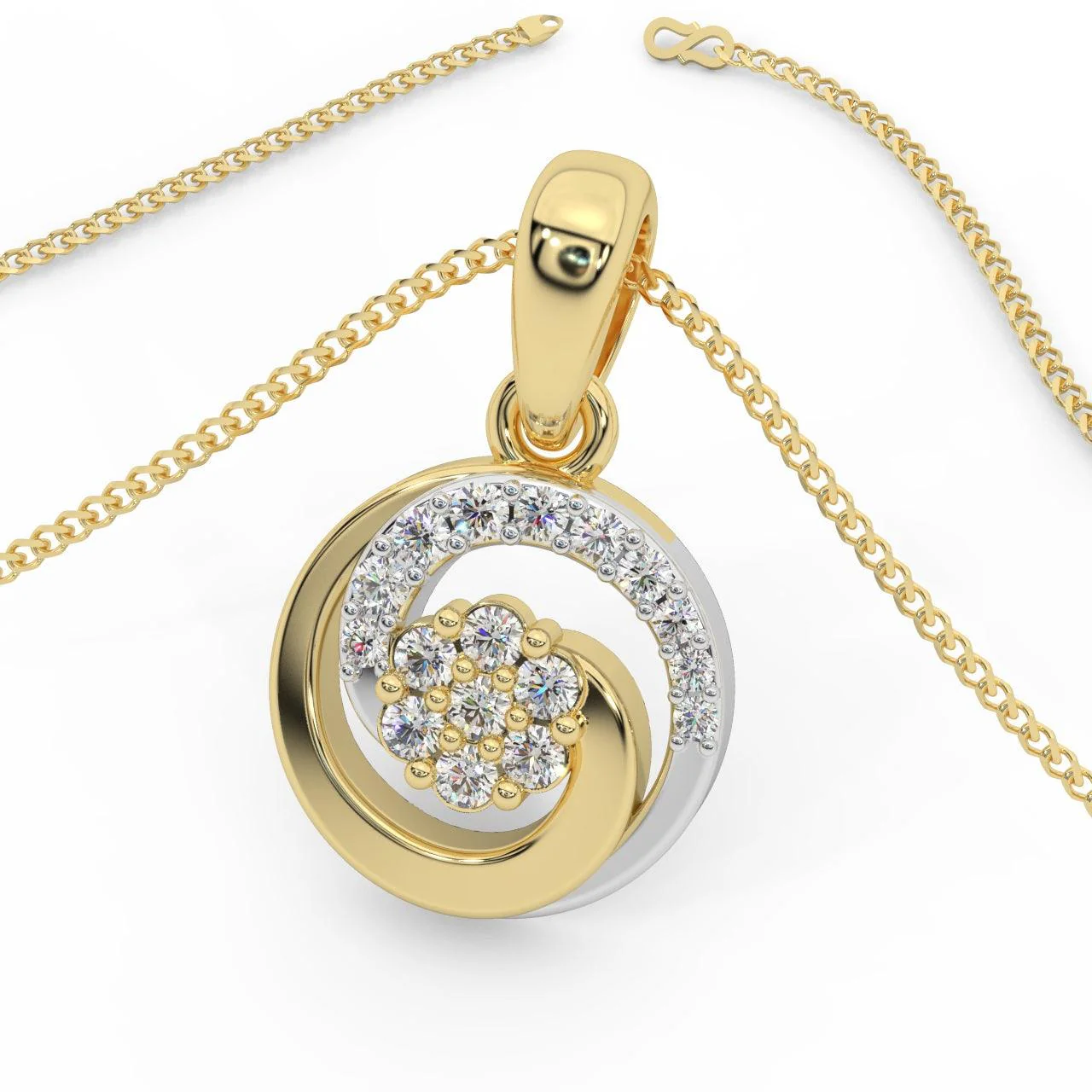Designer Cluster Pendant For Women Natural Round Diamond 0.50 Ct Crafted In Platinum & Gold - Image 3