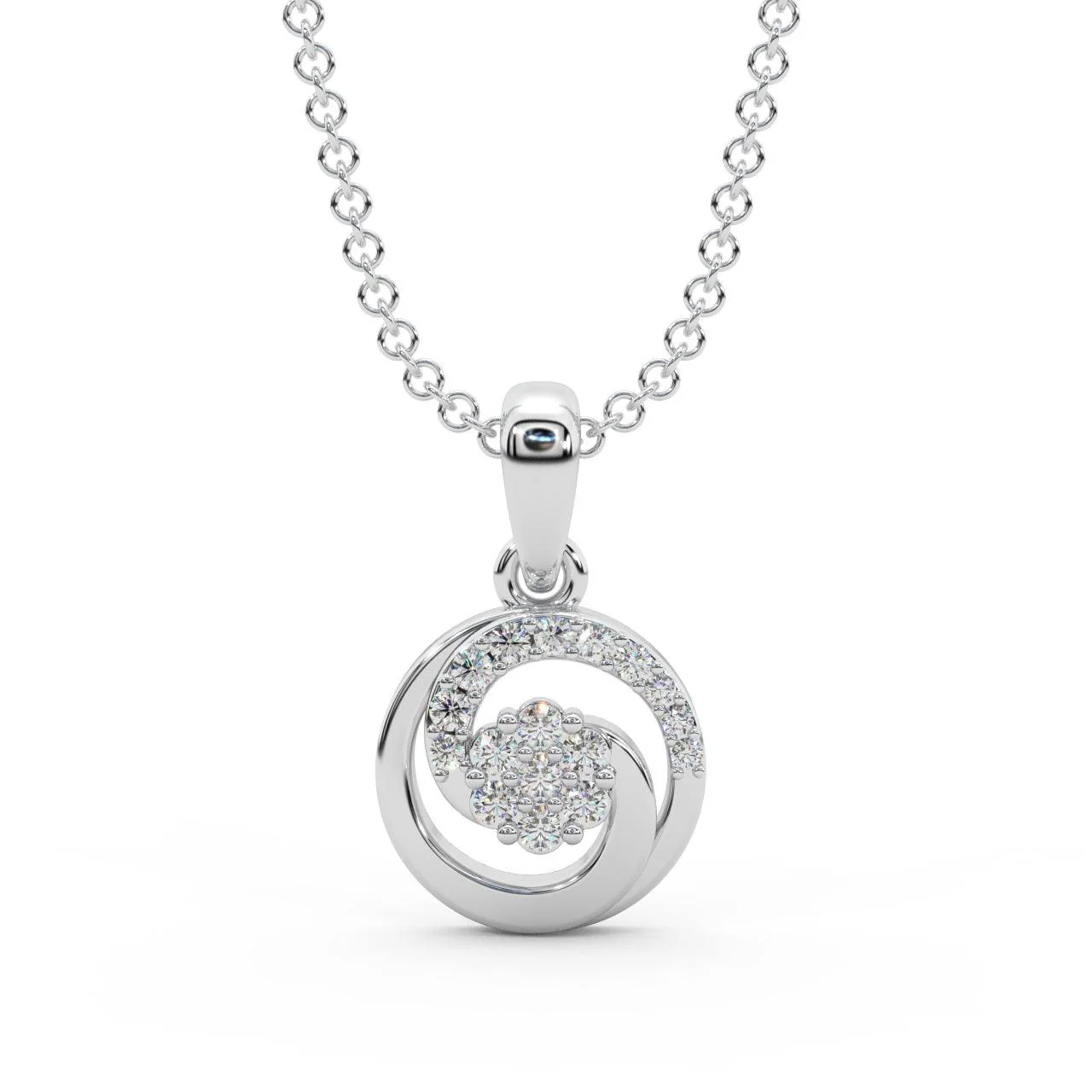 Designer Cluster Pendant For Women Natural Round Diamond 0.50 Ct Crafted In Platinum & Gold - Image 5