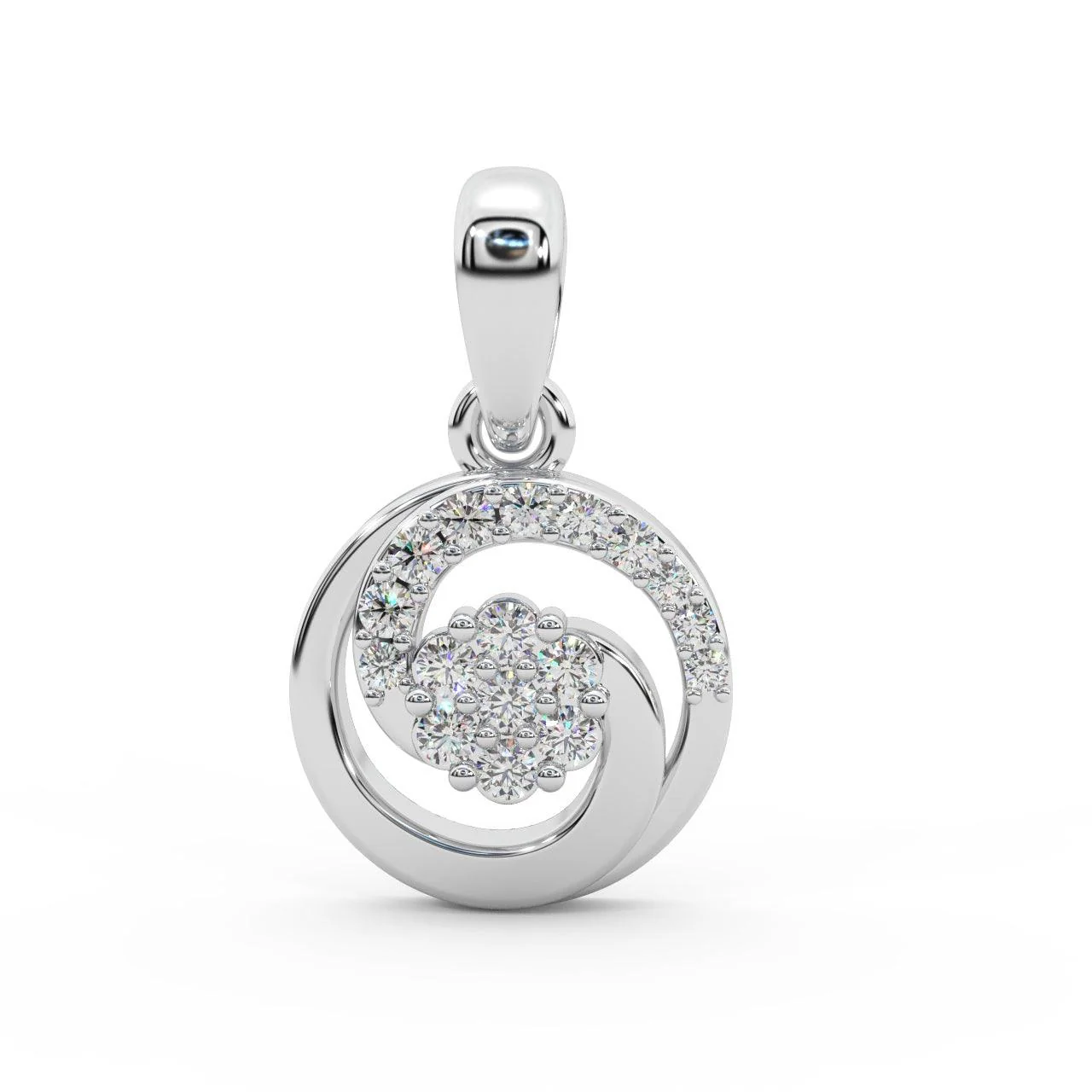 Designer Cluster Pendant For Women Natural Round Diamond 0.50 Ct Crafted In Platinum & Gold - Image 7