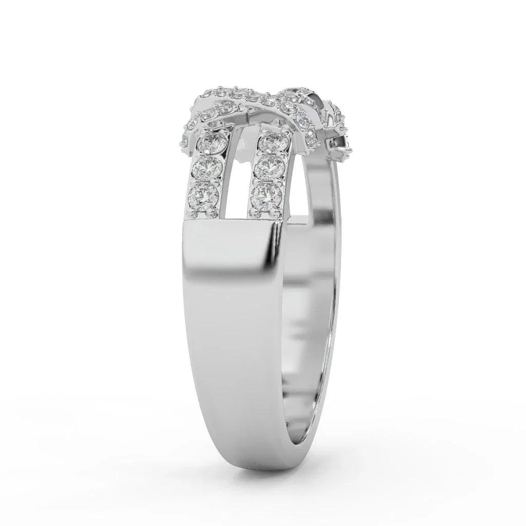 Designer Round Diamond Pave Set Wedding Ring 0.50 Ct Gold & Platinum - Image 6