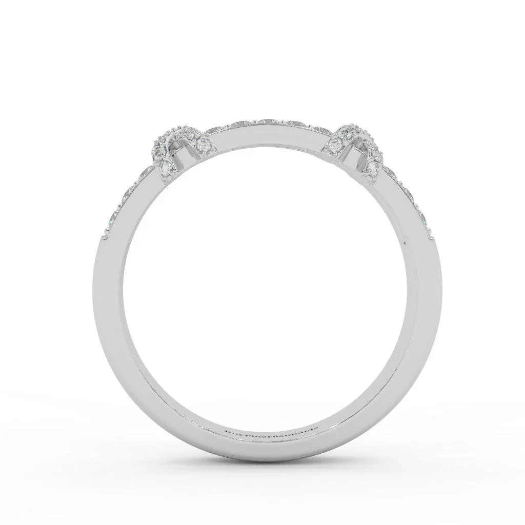 Designer Round Diamond Pave Set Wedding Ring 0.50 Ct Gold & Platinum - Image 7
