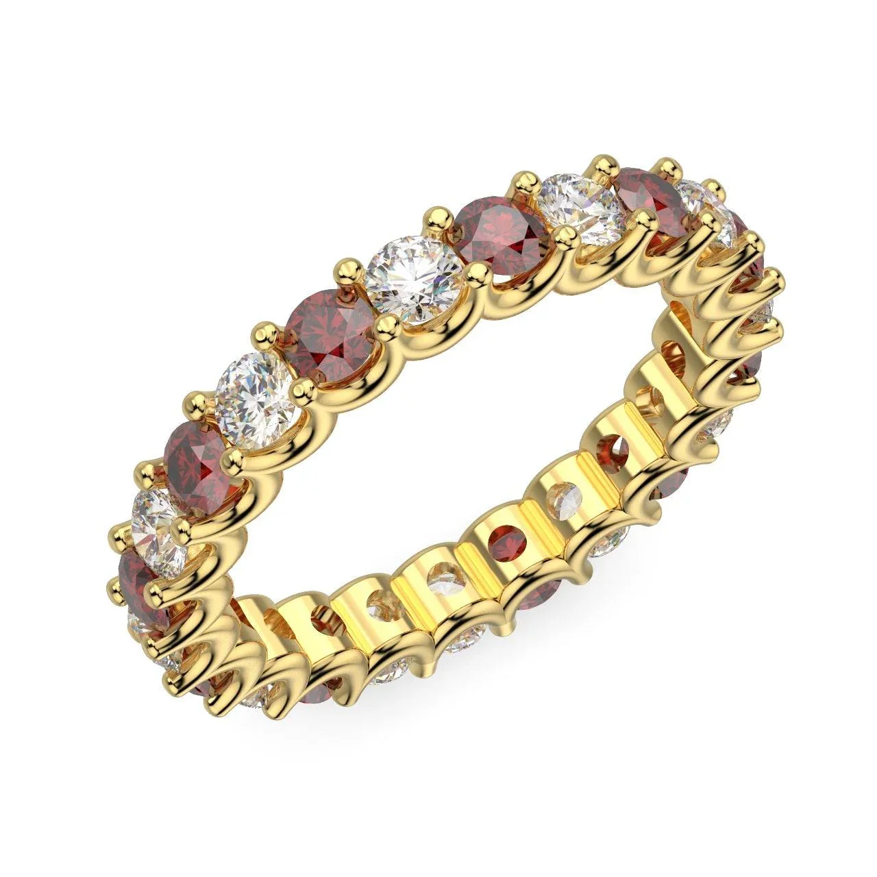 Diamond Cut Ruby and Diamond Full Eternity Ring 1.20ct - Image 2