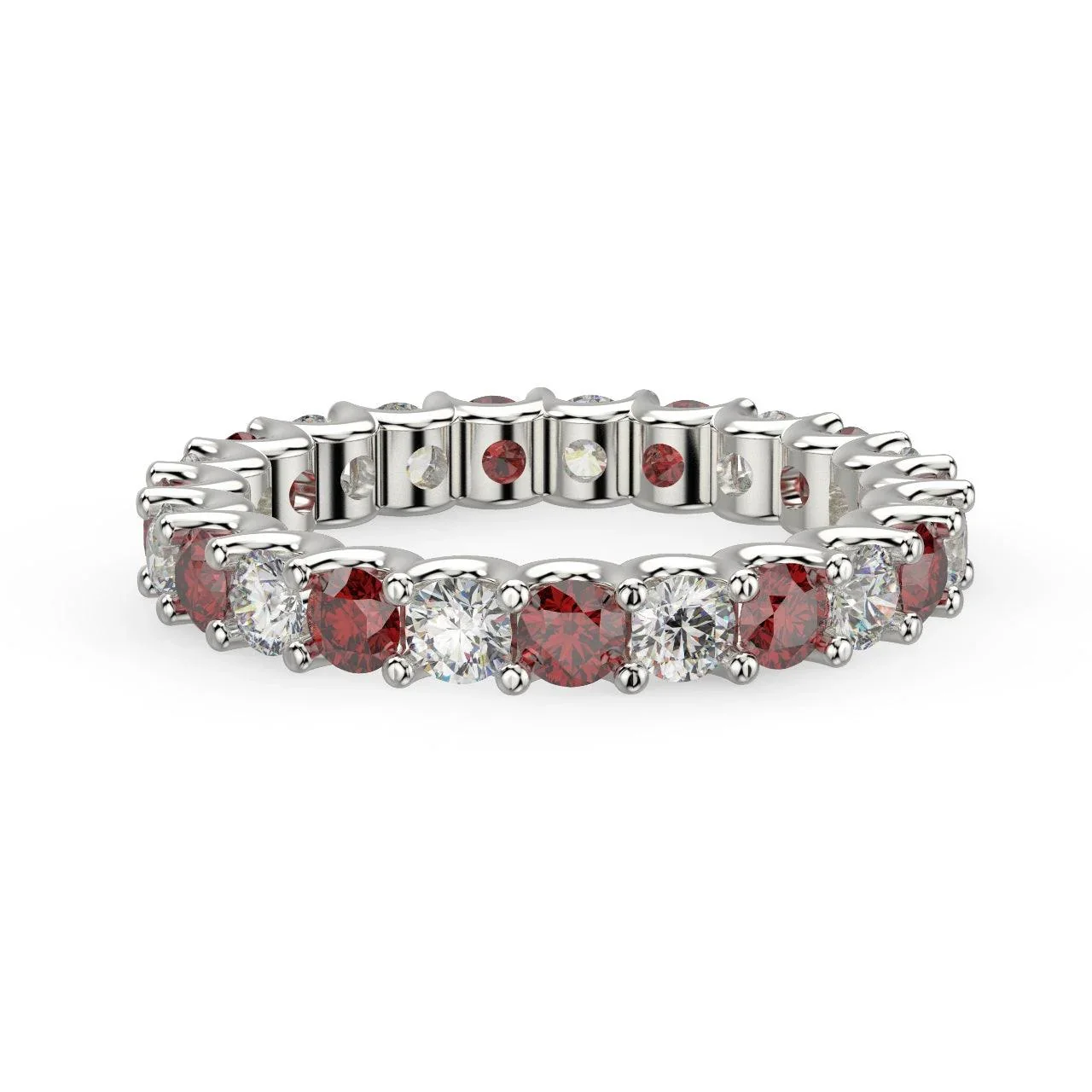 Diamond Cut Ruby and Diamond Full Eternity Ring 1.20ct - Image 3