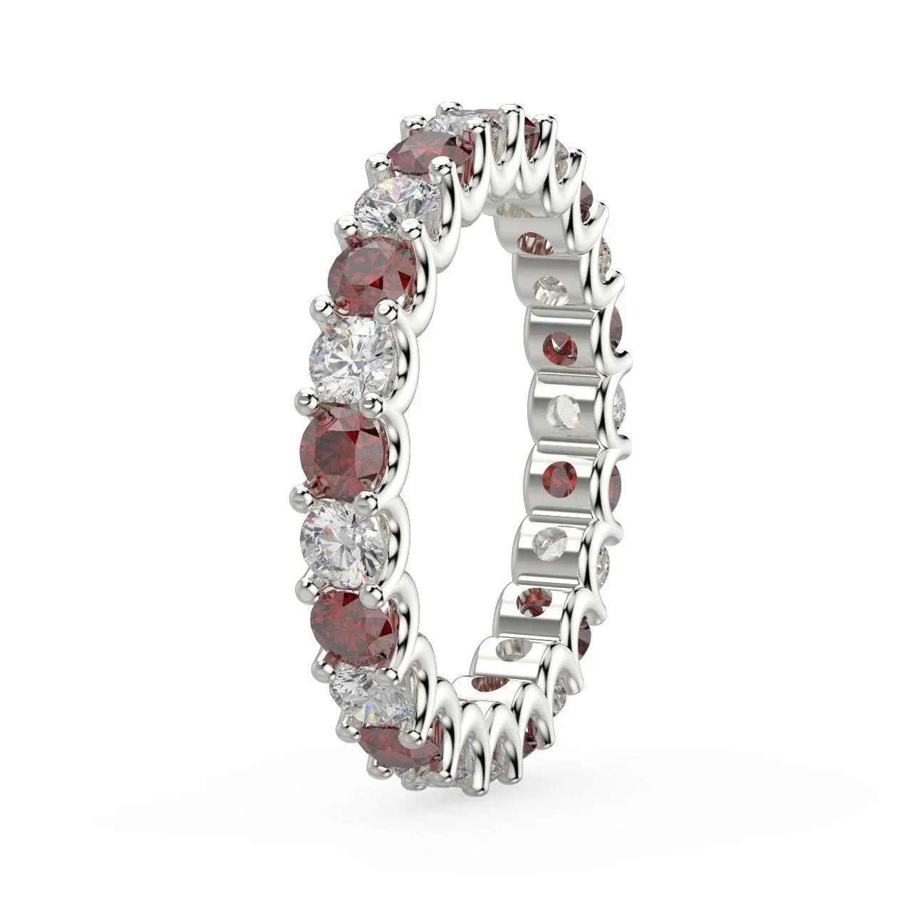 Diamond Cut Ruby and Diamond Full Eternity Ring 1.20ct - Image 4