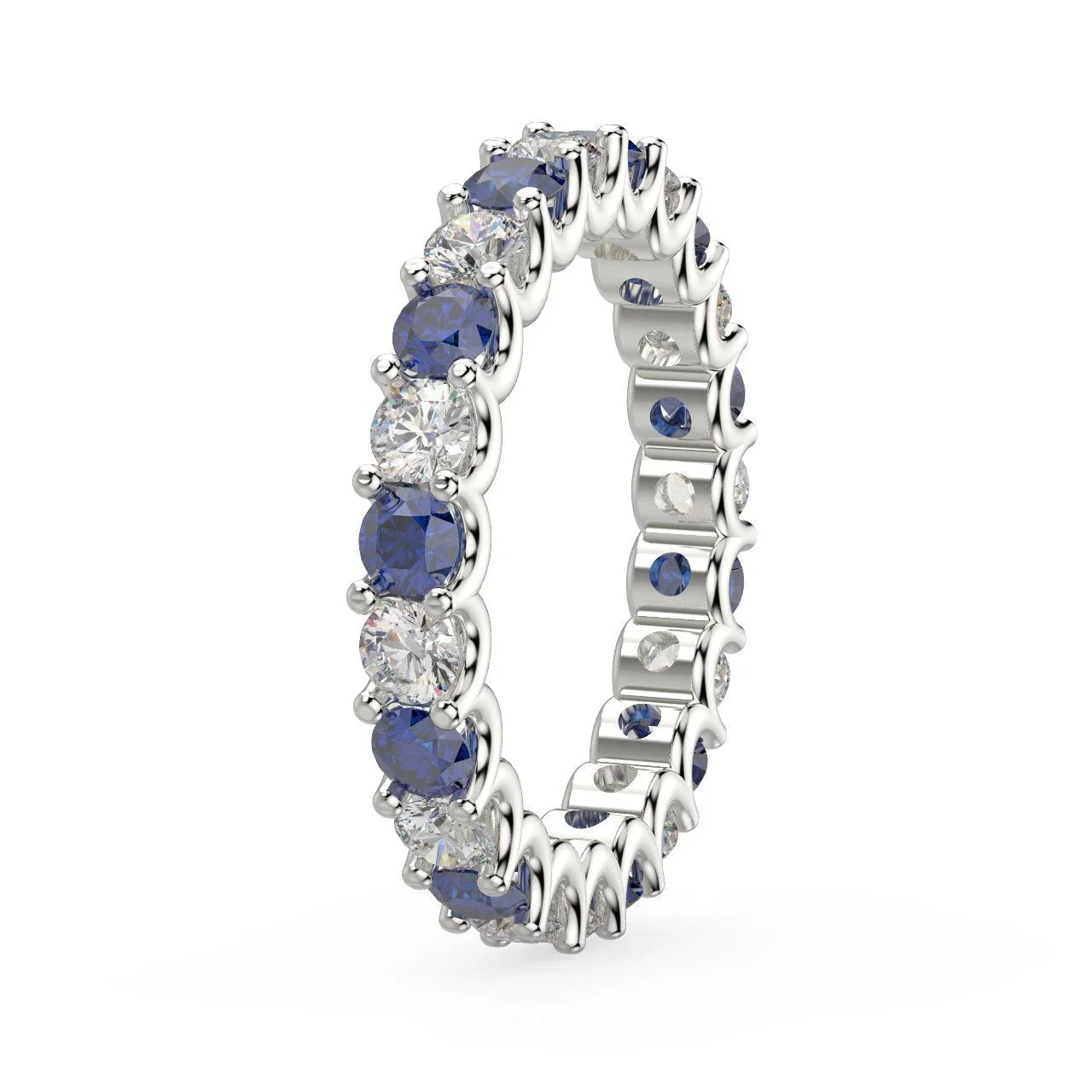 Diamond Cut Sapphire and Diamond Full Eternity Ring 1.20ct - Image 4