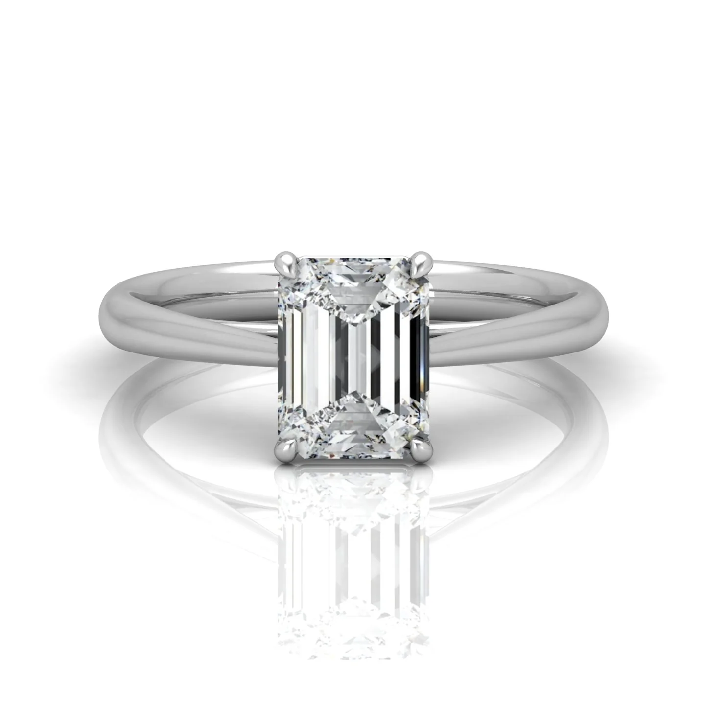 Emerald Diamond Cathedral Solitaire Ring - Image 10