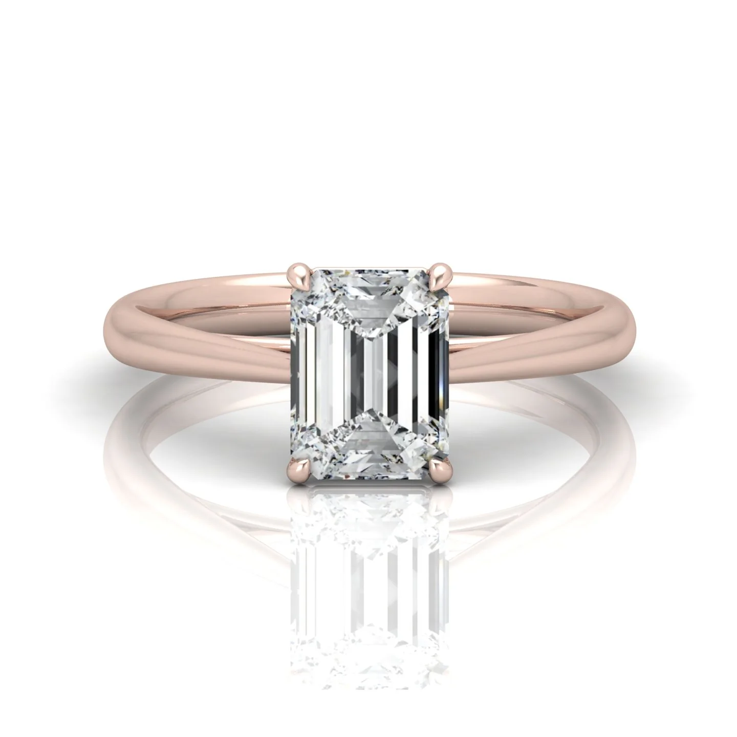 Emerald Diamond Cathedral Solitaire Ring - Image 11