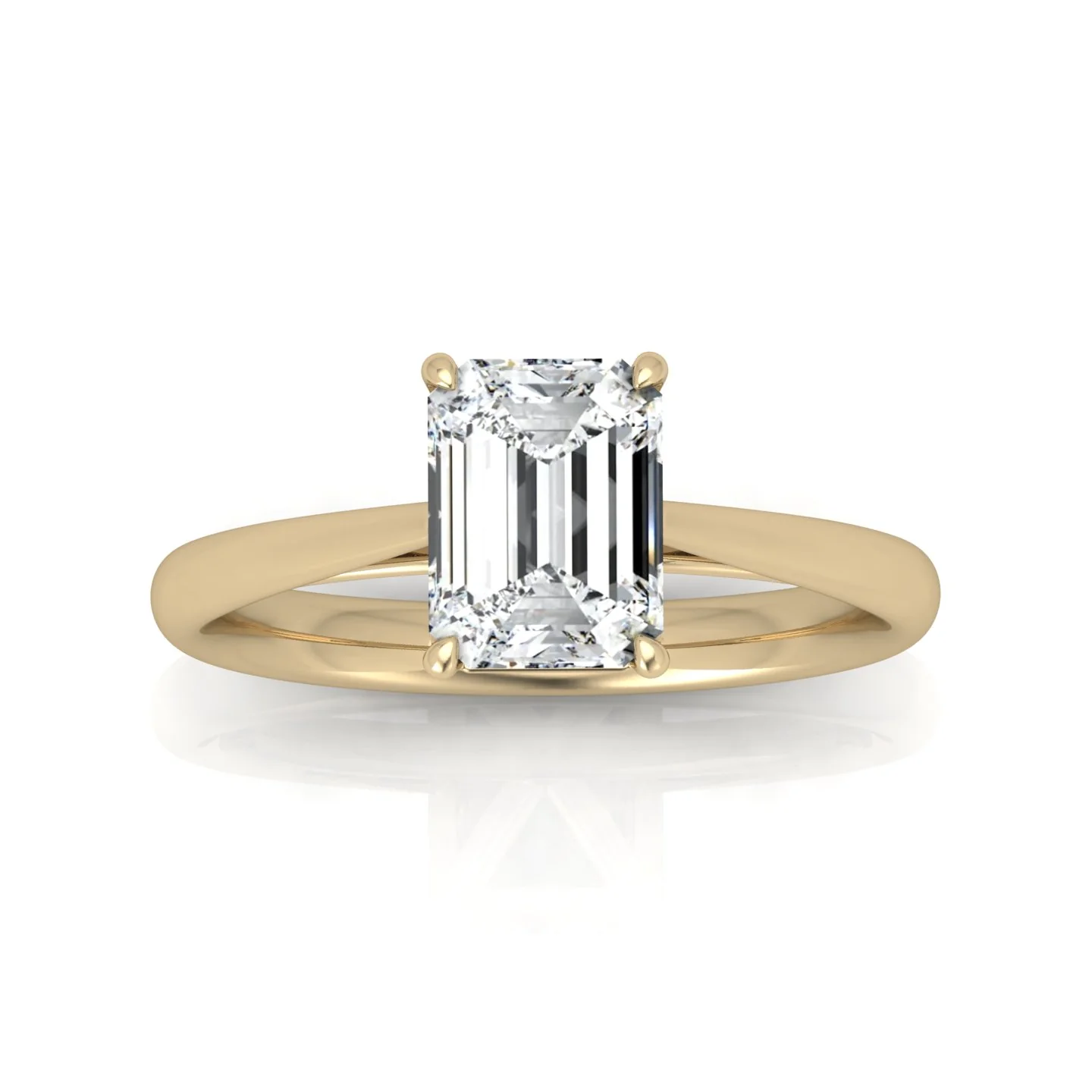 Emerald Diamond Cathedral Solitaire Ring - Image 12