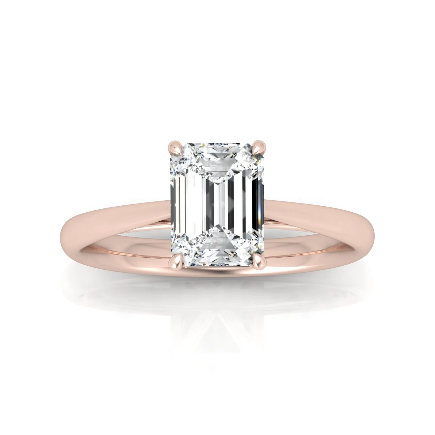 Emerald Diamond Cathedral Solitaire Ring - Image 13