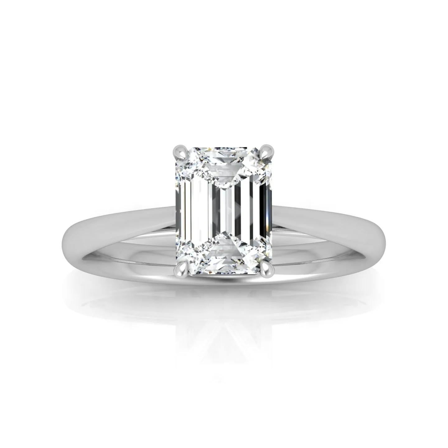 Emerald Diamond Cathedral Solitaire Ring - Image 14