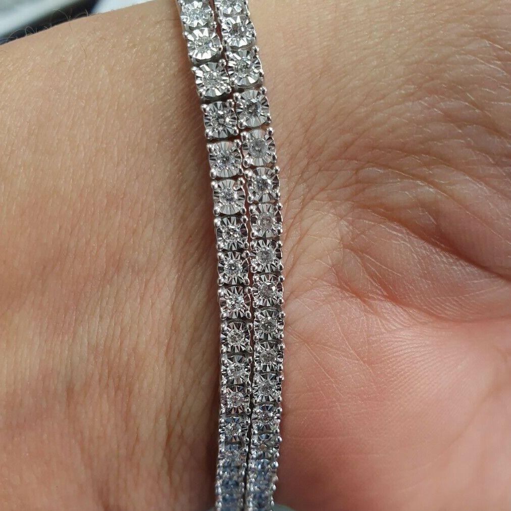 Evening Bracelet 4mm Natural Round Diamond Tennis Bracelet Hallmarked White Gold 1.00Ct - Image 4