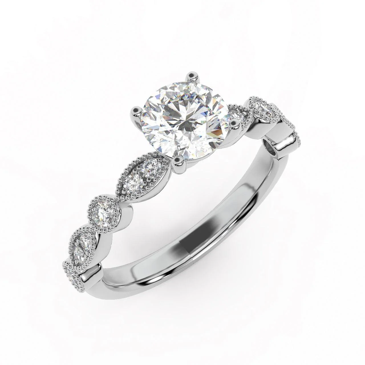 Exception White D/VS 2.25Ct Round Diamond Engagement Ring in 18k Gold / Platinum - Image 10