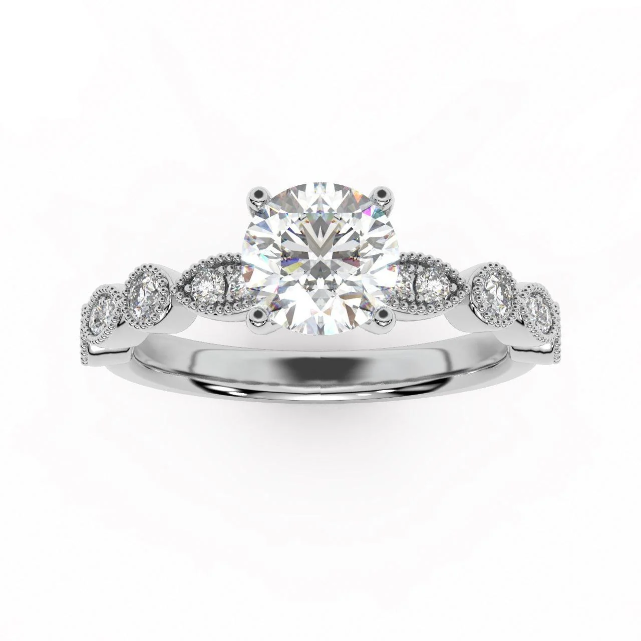 Exception White D/VS 2.25Ct Round Diamond Engagement Ring in 18k Gold / Platinum - Image 4