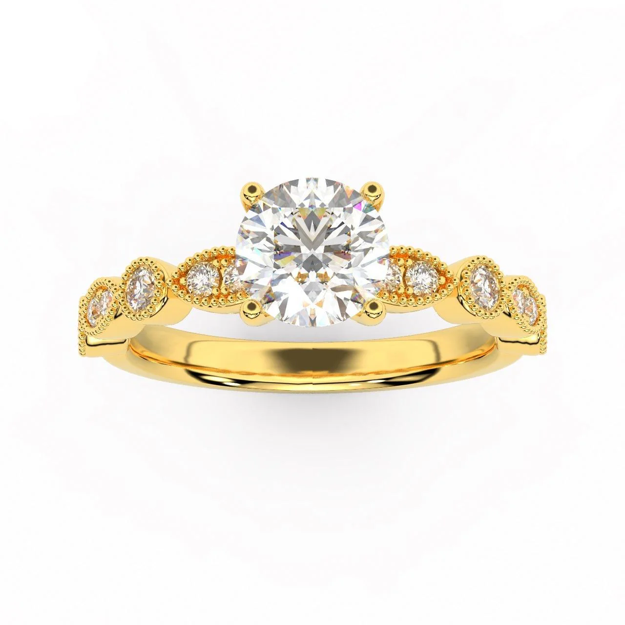 Exception White D/VS 2.25Ct Round Diamond Engagement Ring in 18k Gold / Platinum - Image 6
