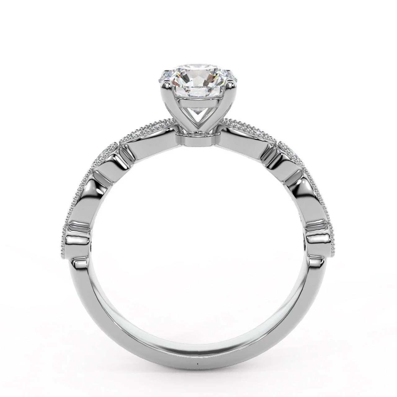 Exception White D/VS 2.25Ct Round Diamond Engagement Ring in 18k Gold / Platinum - Image 8