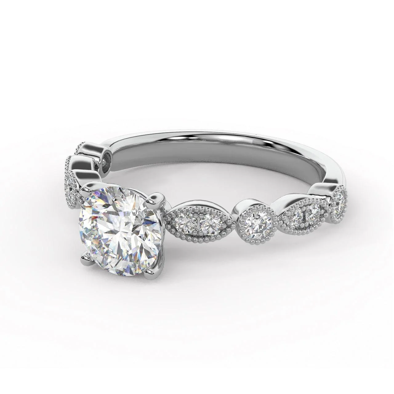 Exception White D/VS 2.25Ct Round Diamond Engagement Ring in 18k Gold / Platinum - Image 9