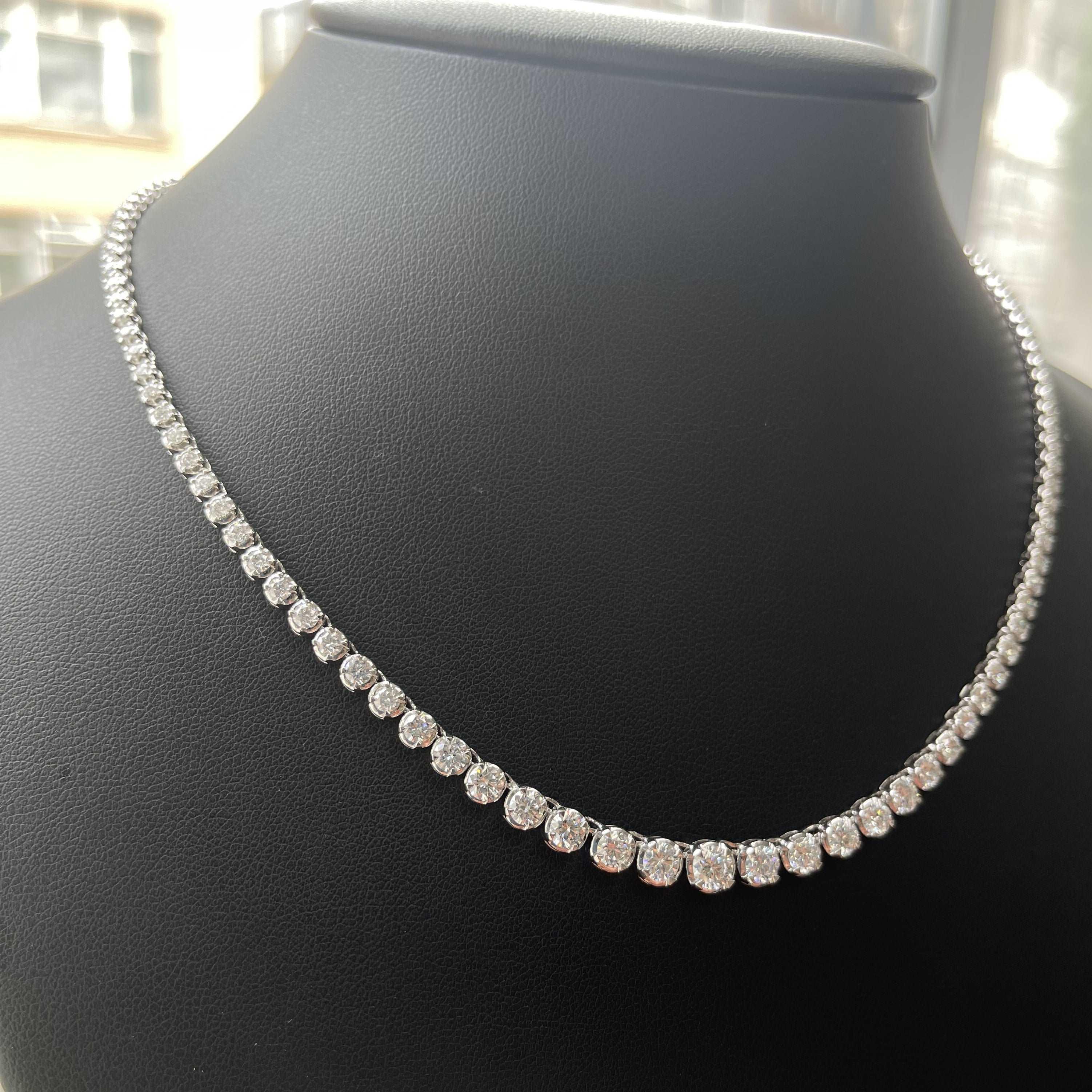 100% Natural F/VS 9.00Ct Round Diamond Graduated Necklace in Hallmarked 18k White Gold - Image 3
