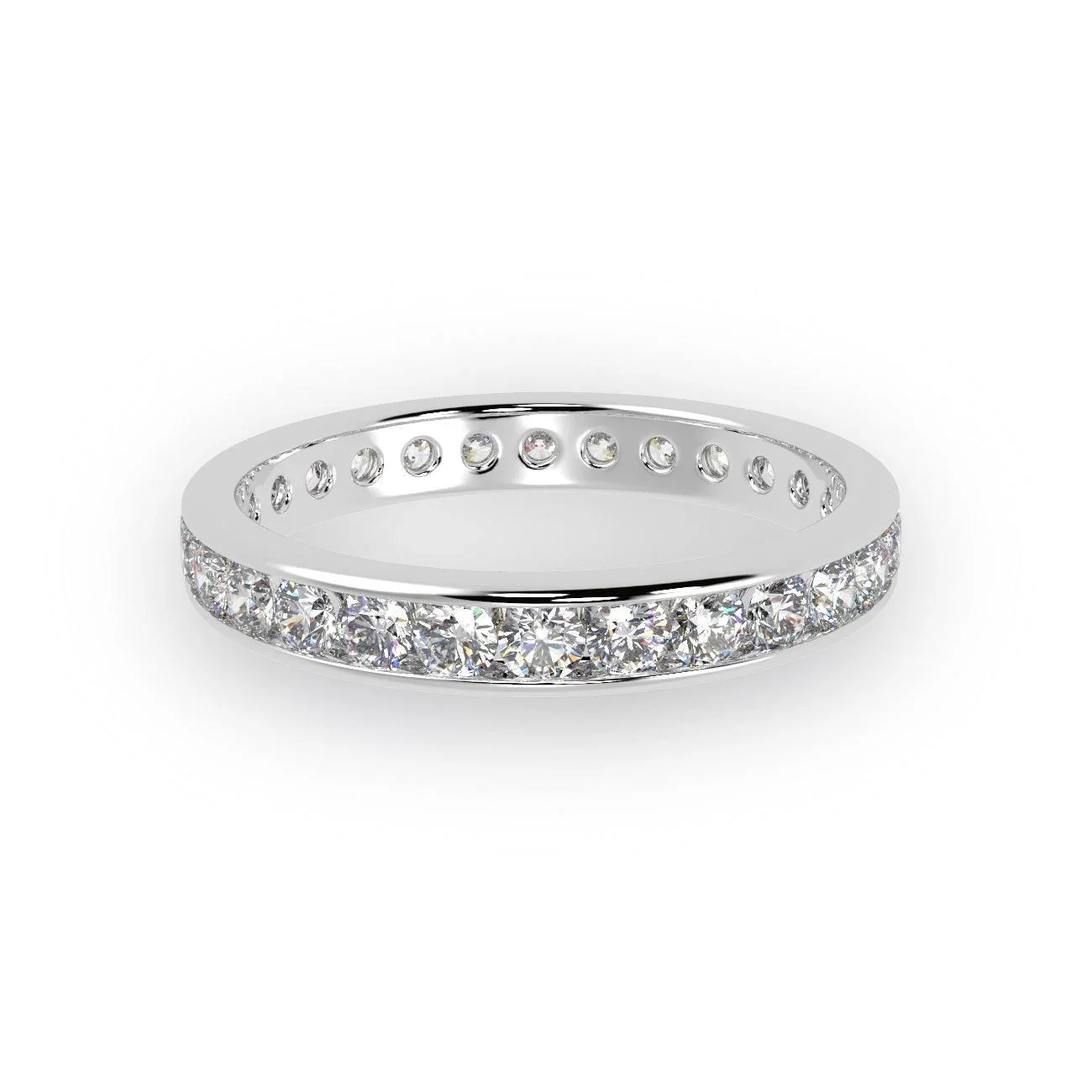 Exceptional White !  Platinum D/VS 1.50Ct Round Diamond Full Eternity Ring for Women's - Image 4