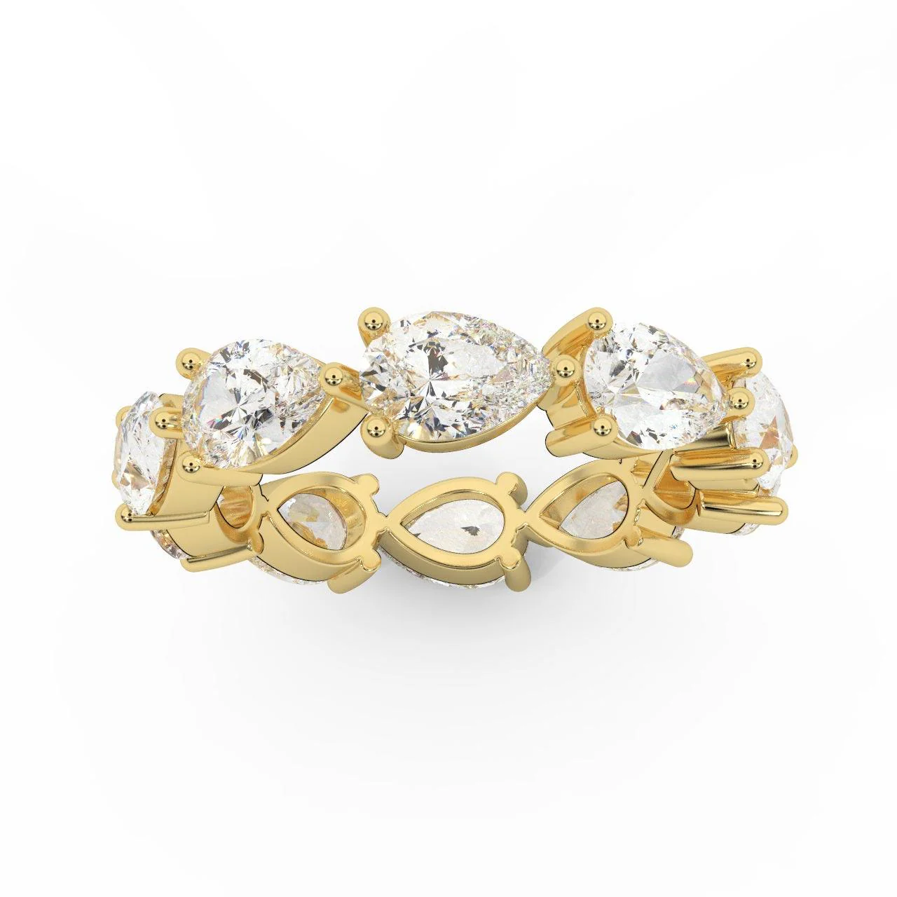 F/VS 3.00 Ct Certified Pear Diamond Full Eternity Ring in Hallmarked 18k Gold & Platinum - Image 2