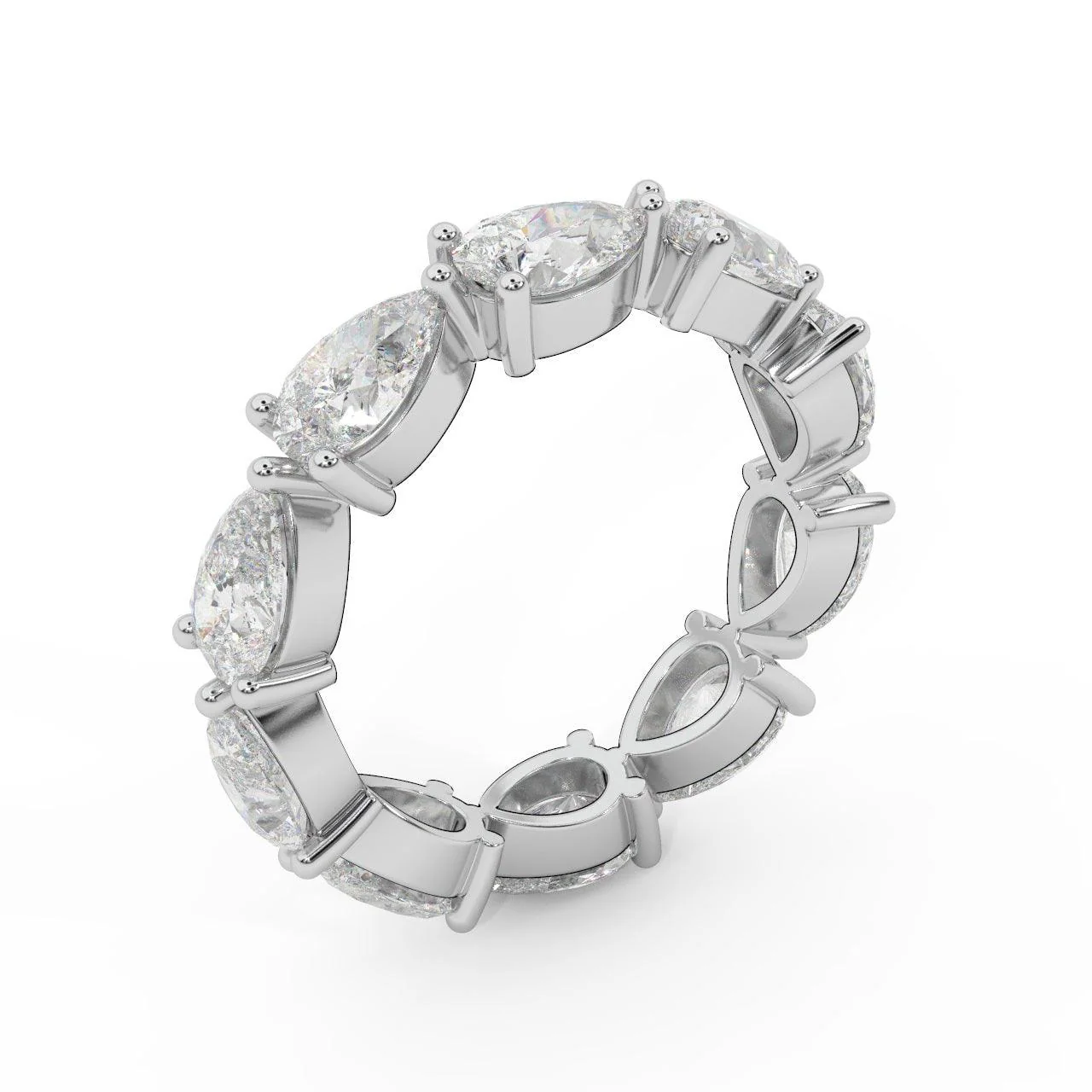 F/VS 3.00 Ct Certified Pear Diamond Full Eternity Ring in Hallmarked 18k Gold & Platinum - Image 4
