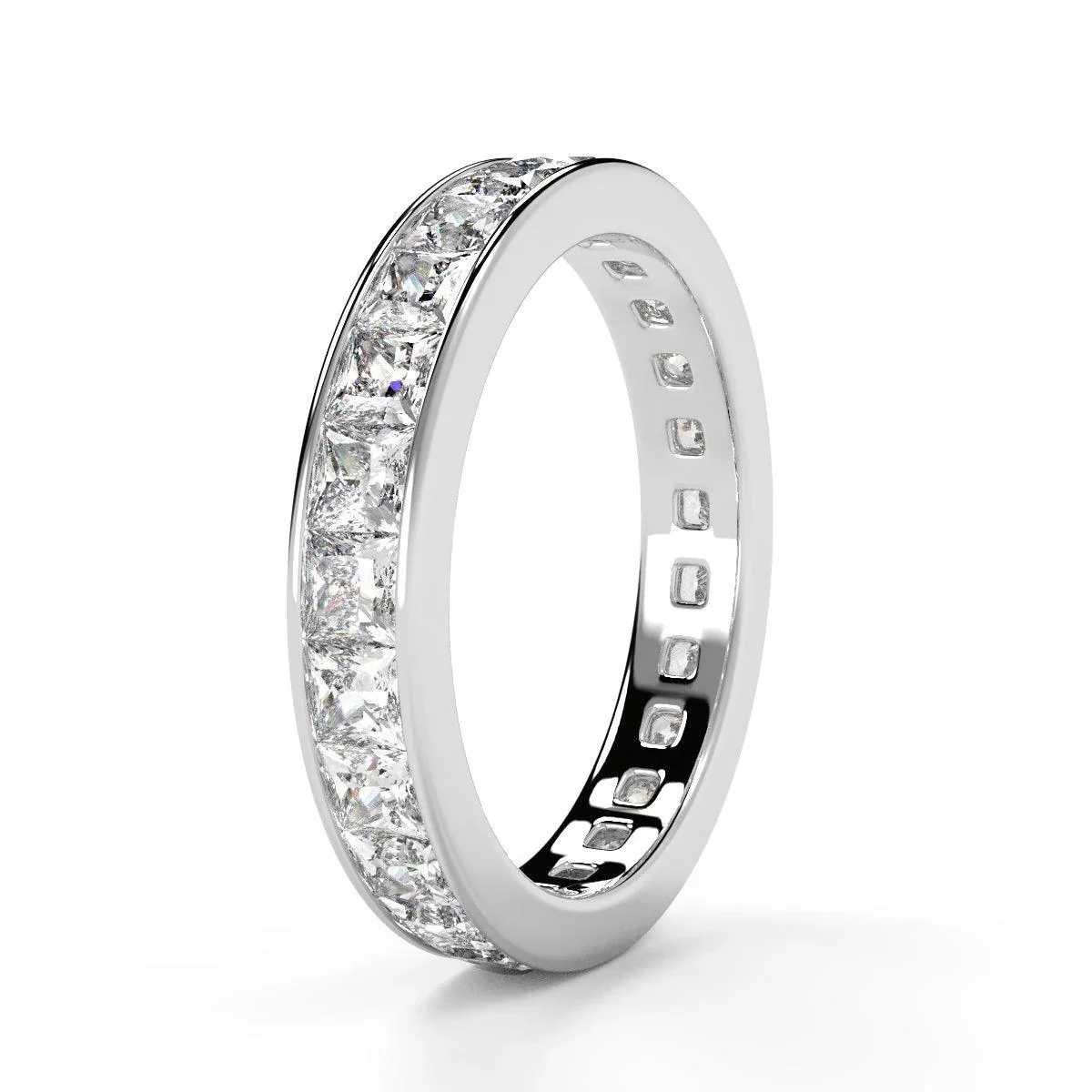 F/VS Princess Diamond Full Eternity Wedding Ring For women Crafted in Gold And Platinum 1.00 - 2.00 Ct - Image 4
