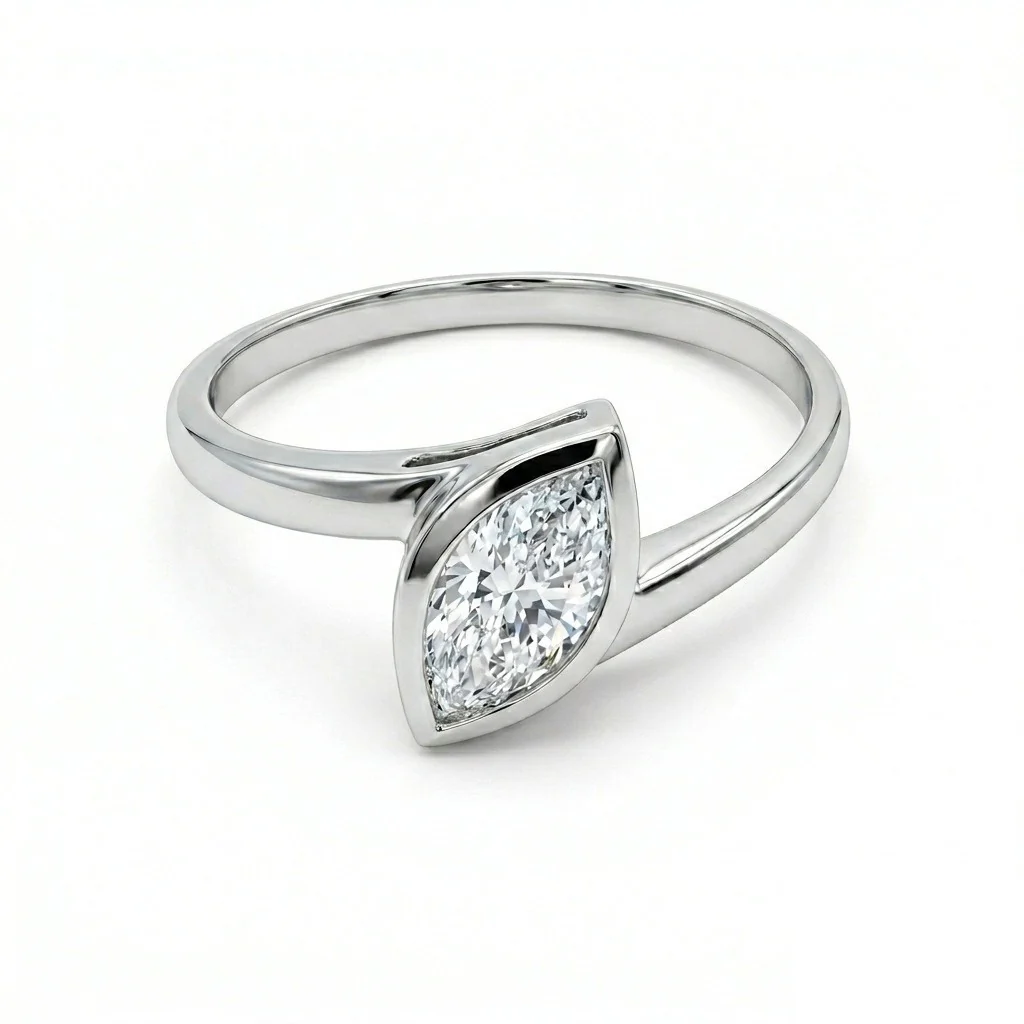 GIA Certified 1.00CT Natural Marquise Diamond Engagement Ring - Image 4