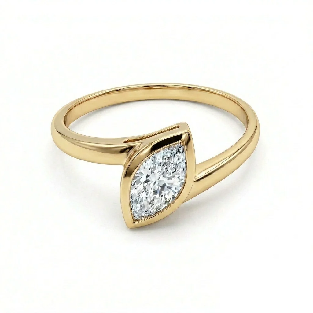 GIA Certified 1.00CT Natural Marquise Diamond Engagement Ring - Image 6