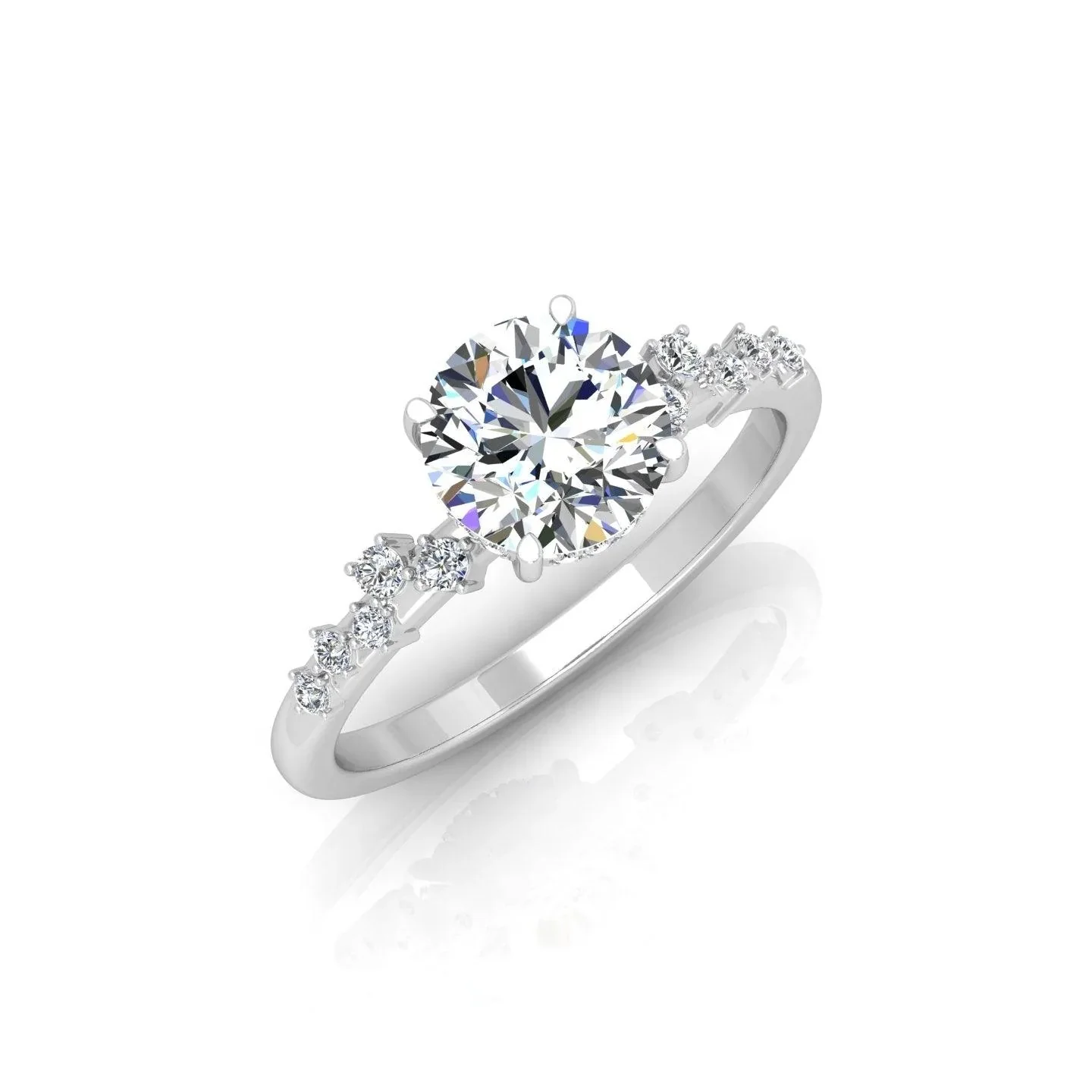 GIA Certified 1.20ct G/VS Natural Round with Side Diamond Engagement Ring In 18k Gold - Image 5