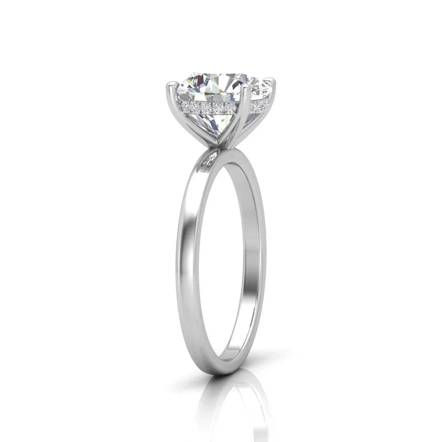 GIA Certified 1.10CT G/VS2 Round Diamond Hidden Halo Engagement Ring - Image 3