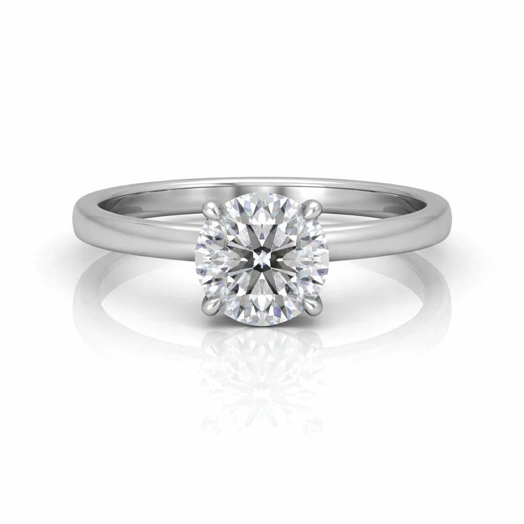 GIA Certified 1.10CT G/VS2 Round Diamond Hidden Halo Engagement Ring - Image 5
