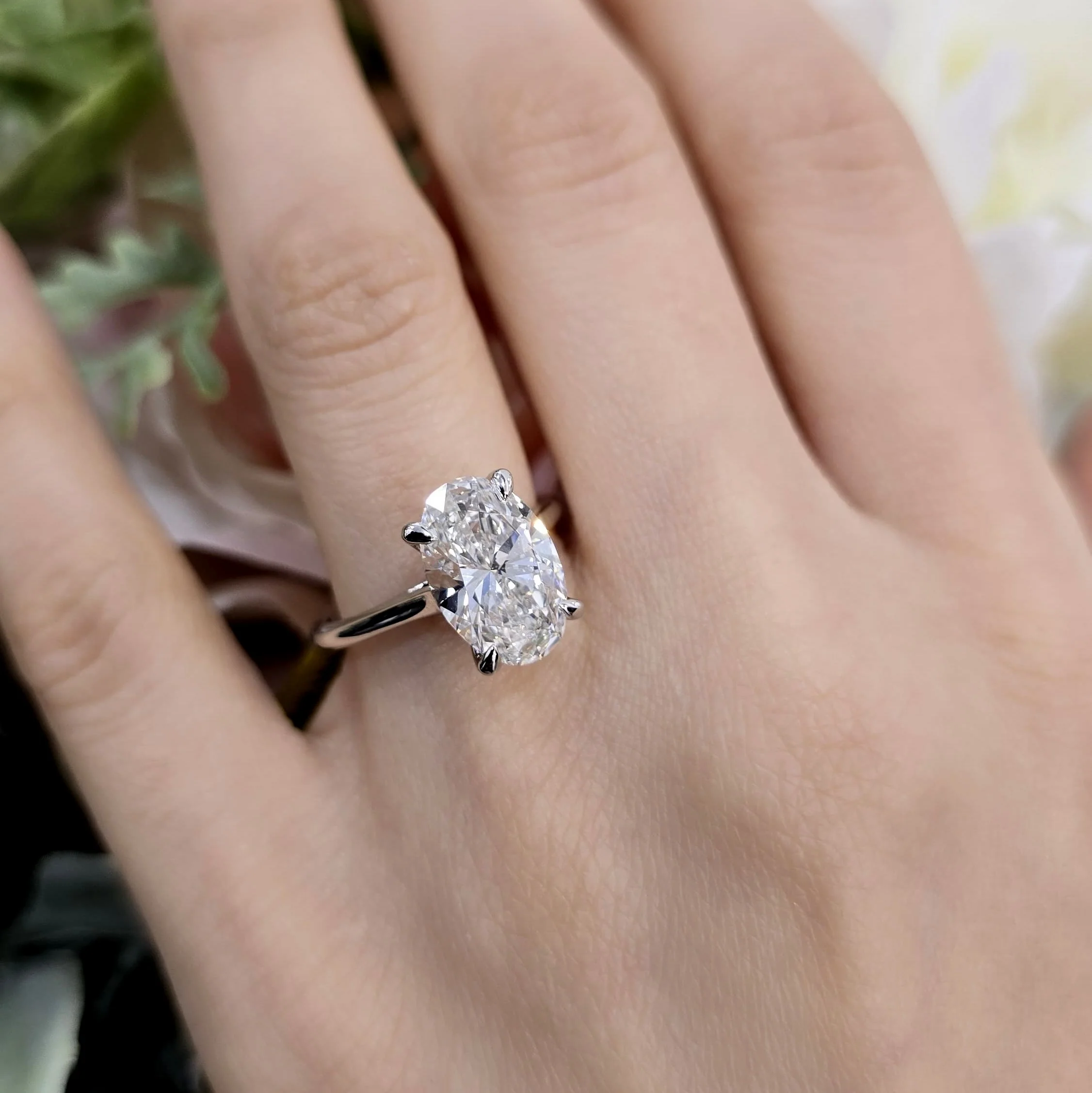 Clearance! 3.10CT IGI Certified Lab Grown Oval Diamond Solitaire Engagement Ring – Platinum - Image 3