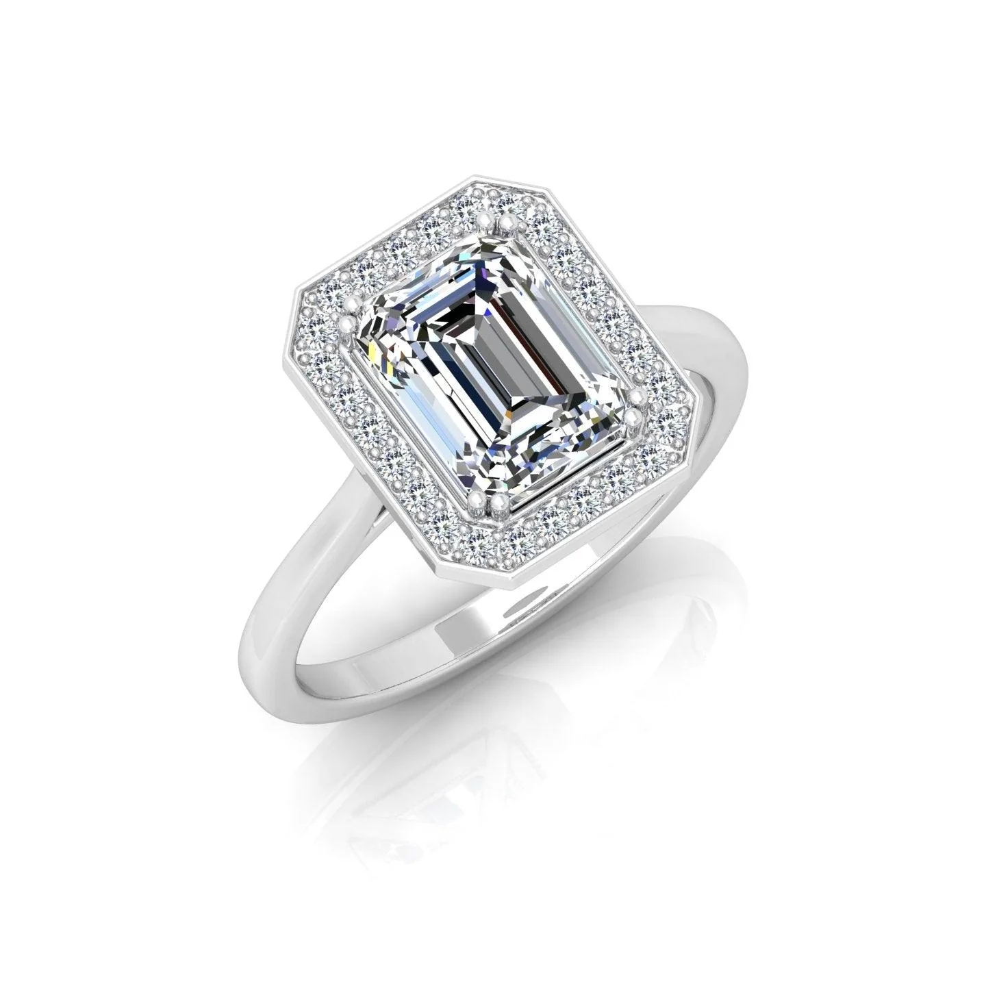 IGI Certified 1.20Ct E/VVS Emerald & Diamond Halo Engagement Ring in Platinum - Image 4