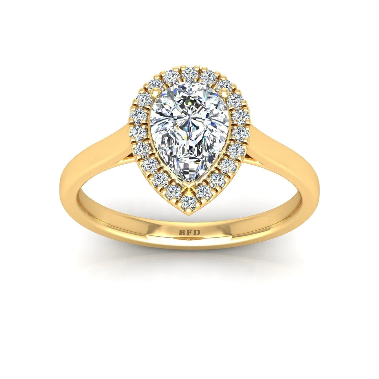 IGI Certified 1.20Ct Pear & Diamond Halo Engagement Ring in Platinum , 18k Gold - Image 6