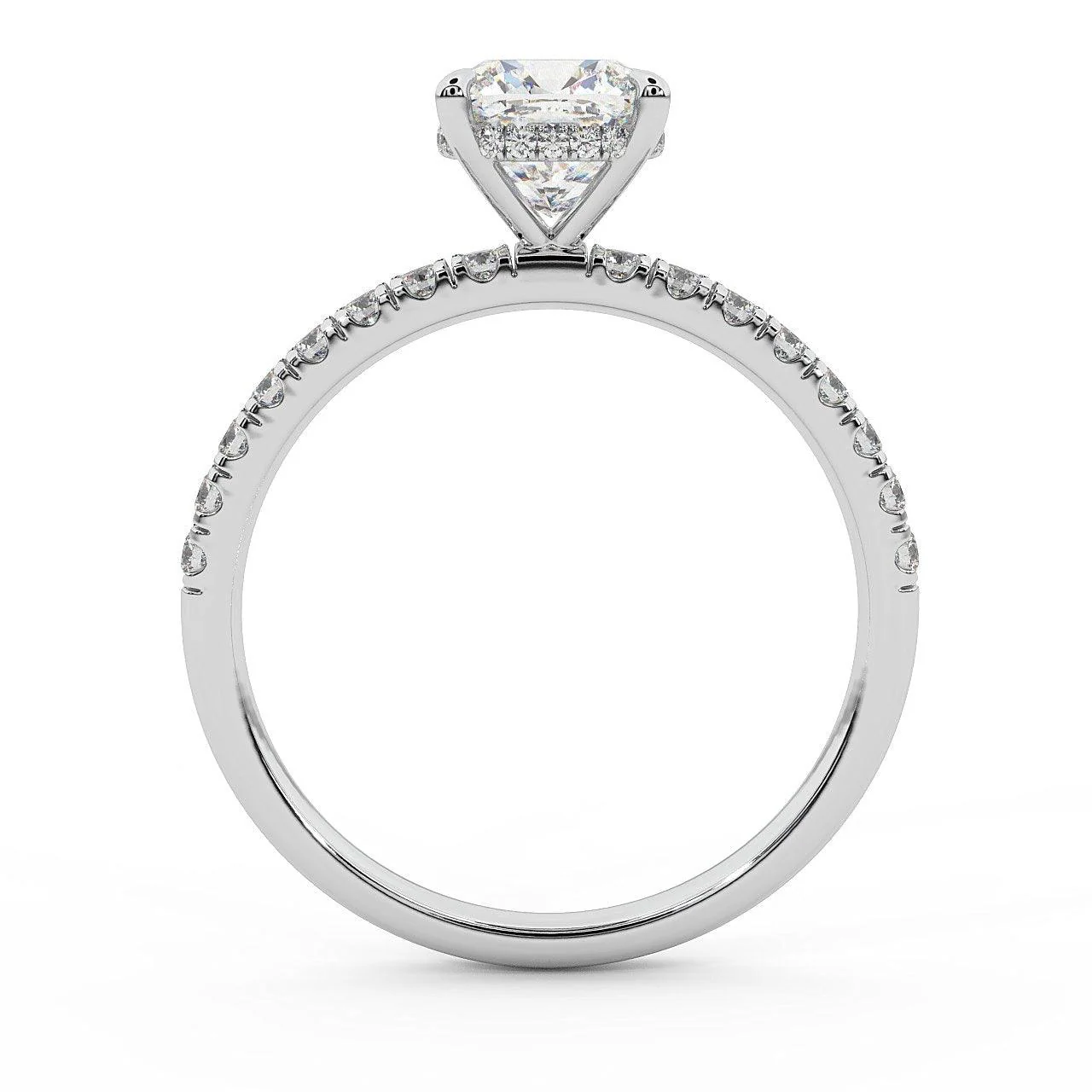 IGI Certified 1.80Ct Cushion & Round Diamond Hidden Halo Engagement Ring in Platinum , 18k Gold - Image 6