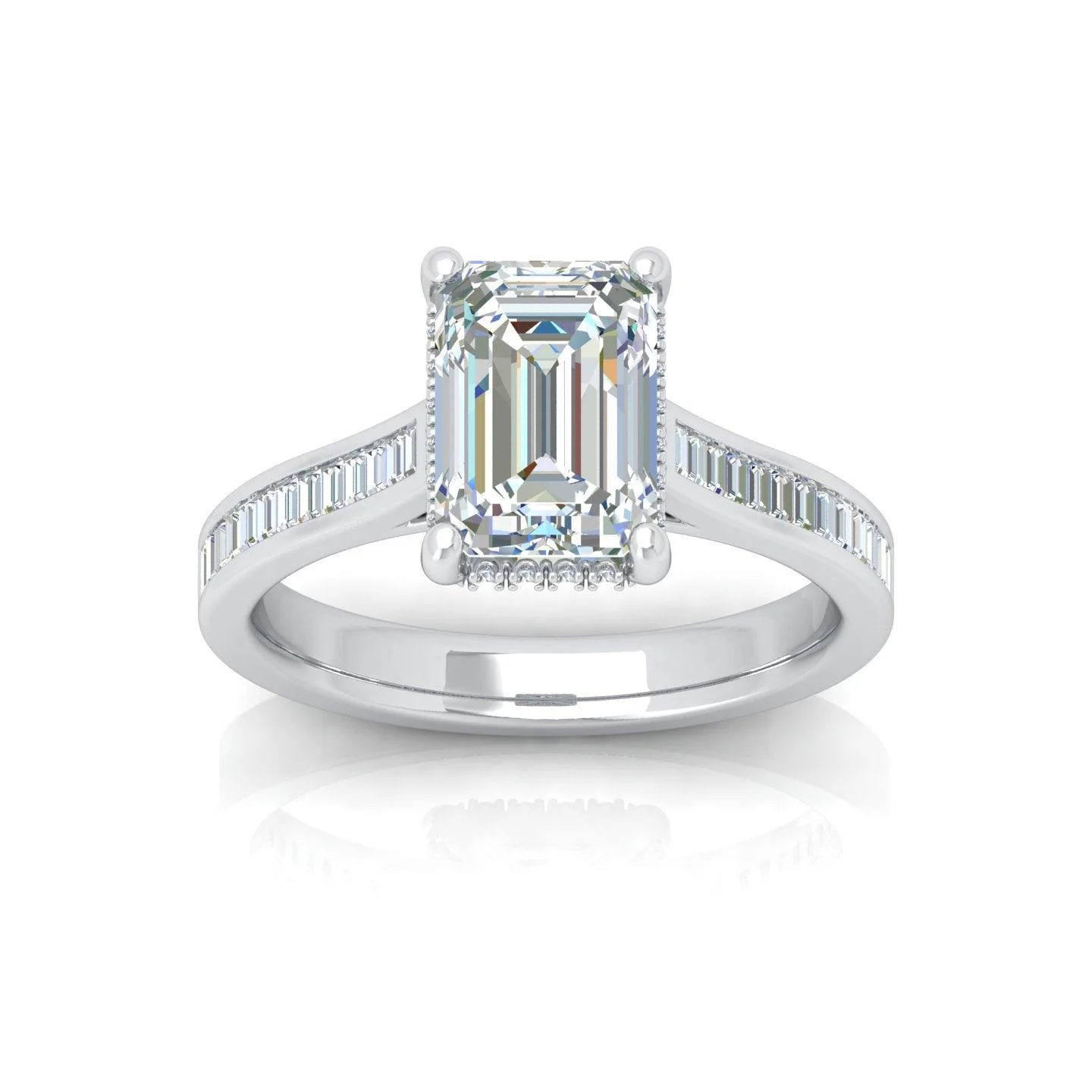 IGI Certified 4.00Ct F/VS Radiant Cut Diamond Hidden Halo Women's Engagement Ring - Image 5