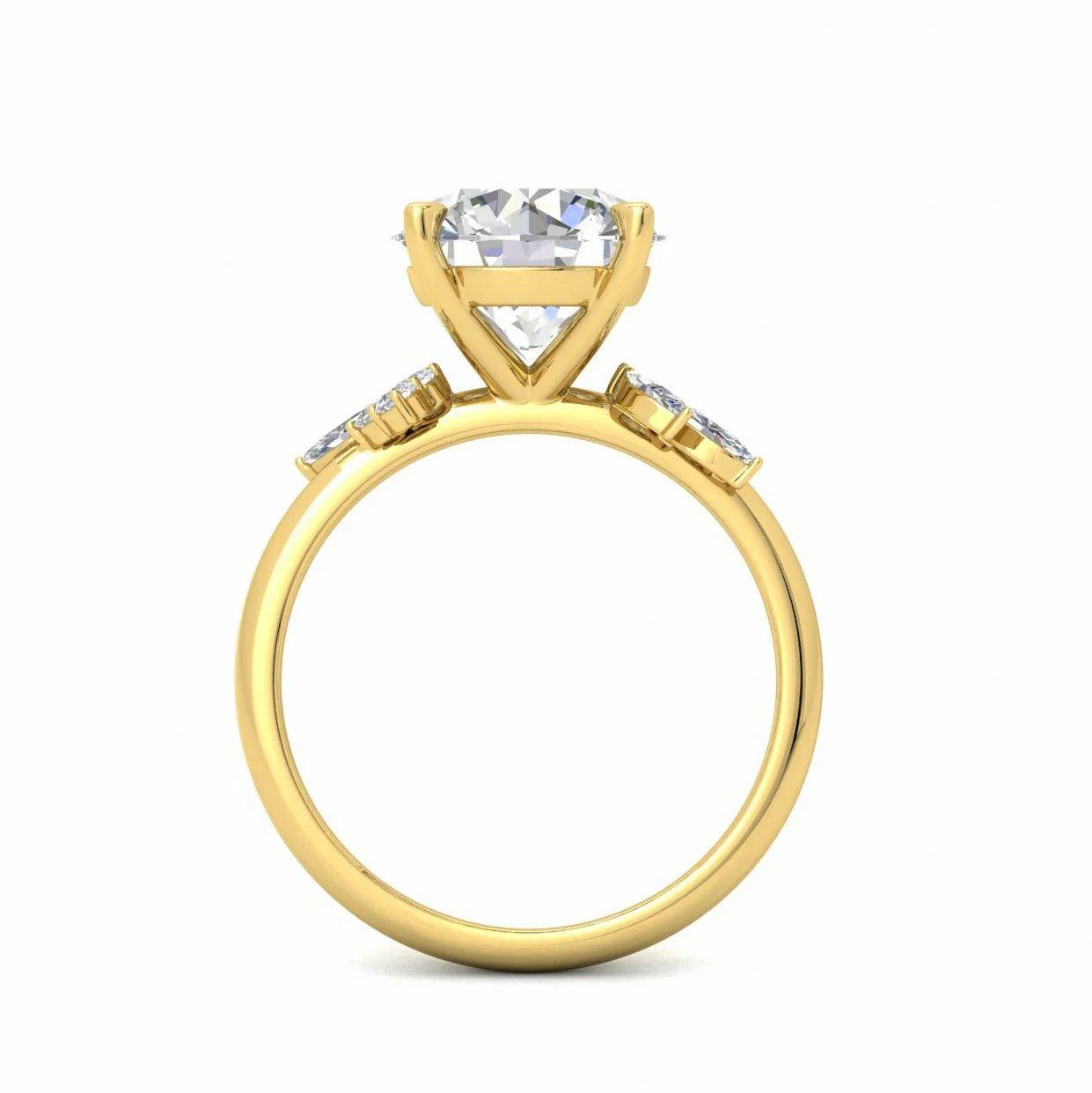 Clearance - IGI Certified 6.00ct - 7.00ct Lab Grown Round Diamond Trilogy Engagement Ring in 18k Yellow Gold - Image 5