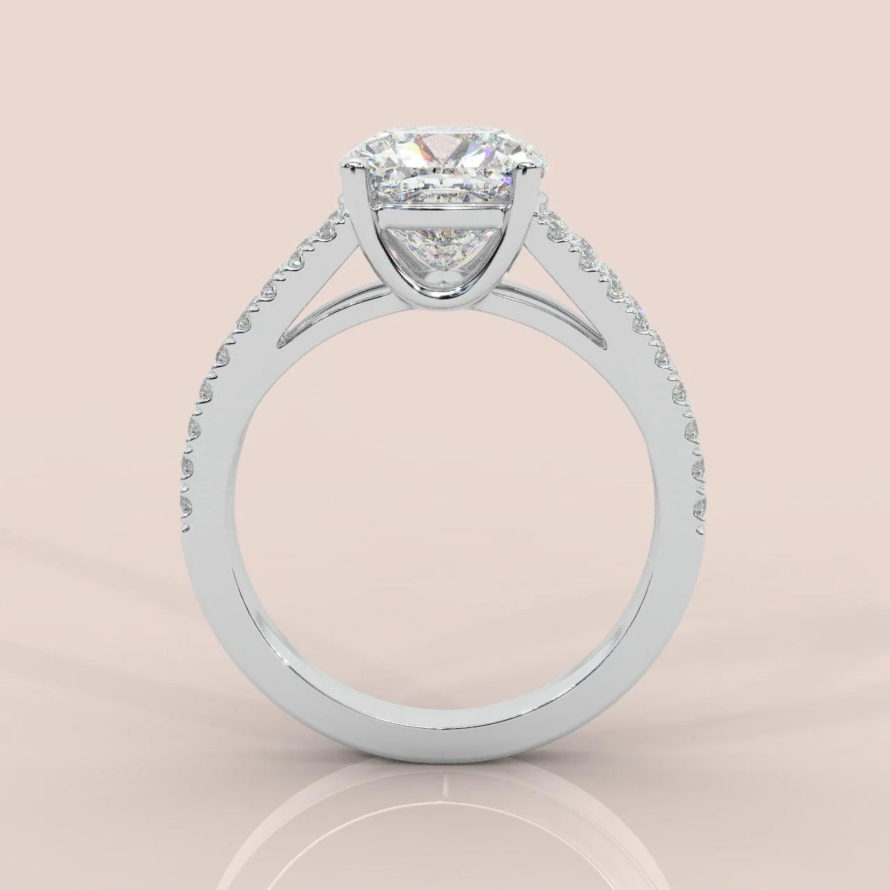 IGI Certified Cushion Diamond Split Shank Engagement Ring Platinum 1.50Ct - 2.50Ct E/VS - Image 4